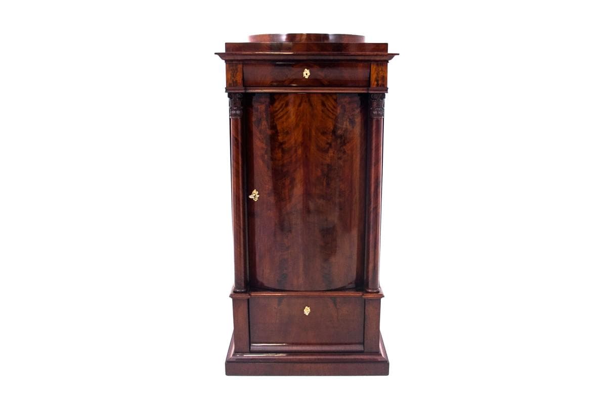 Mahogany Pedestal Cabinet, Biedermeier Style, Northern Europe, 1850s