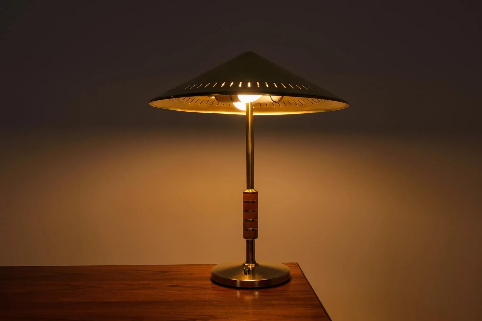 Table lamp, golden brass, by B. Karlby, Lyfa, Denmark, 1950s. - 73963