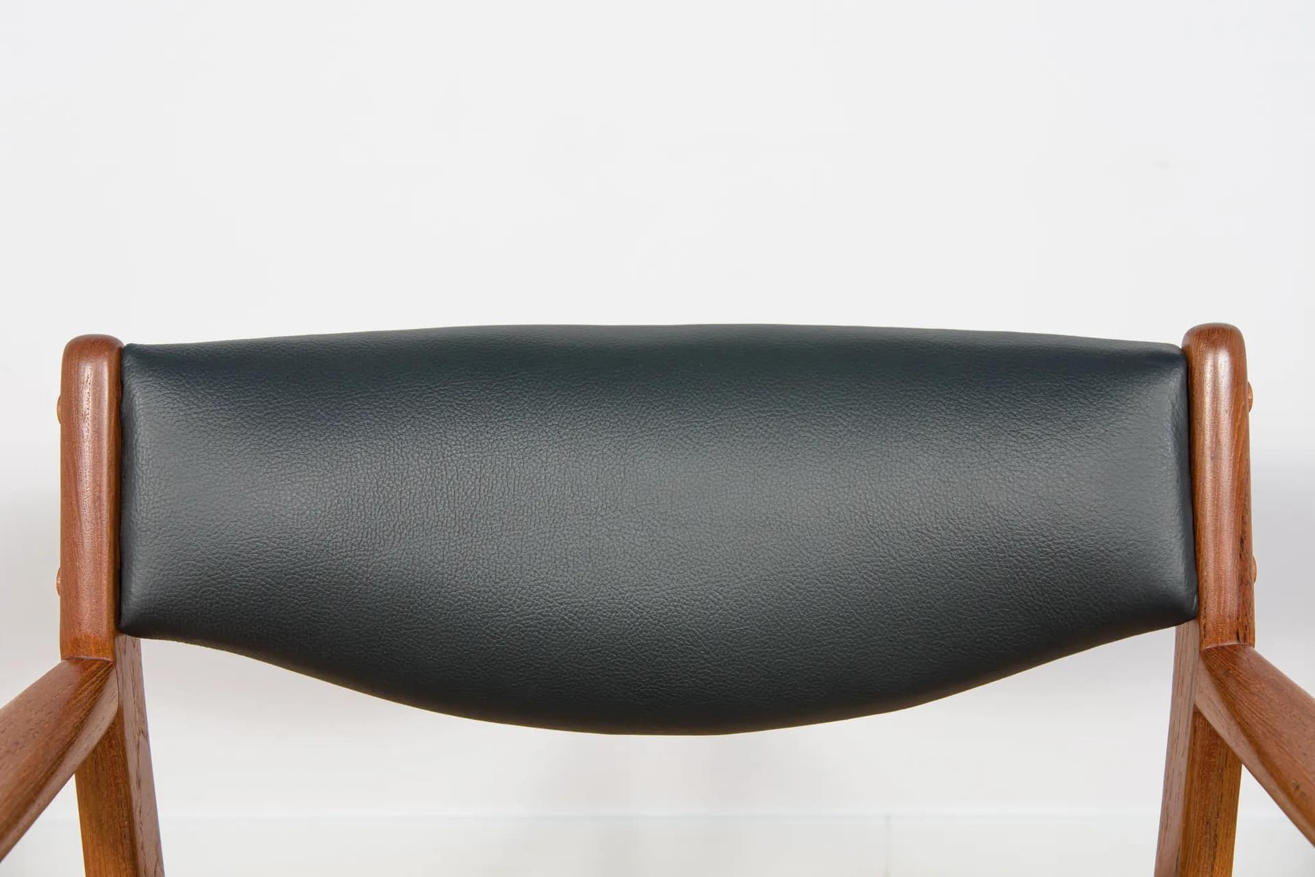 Armchair, brown teak, black leather, Denmark, 1960s. - 73833