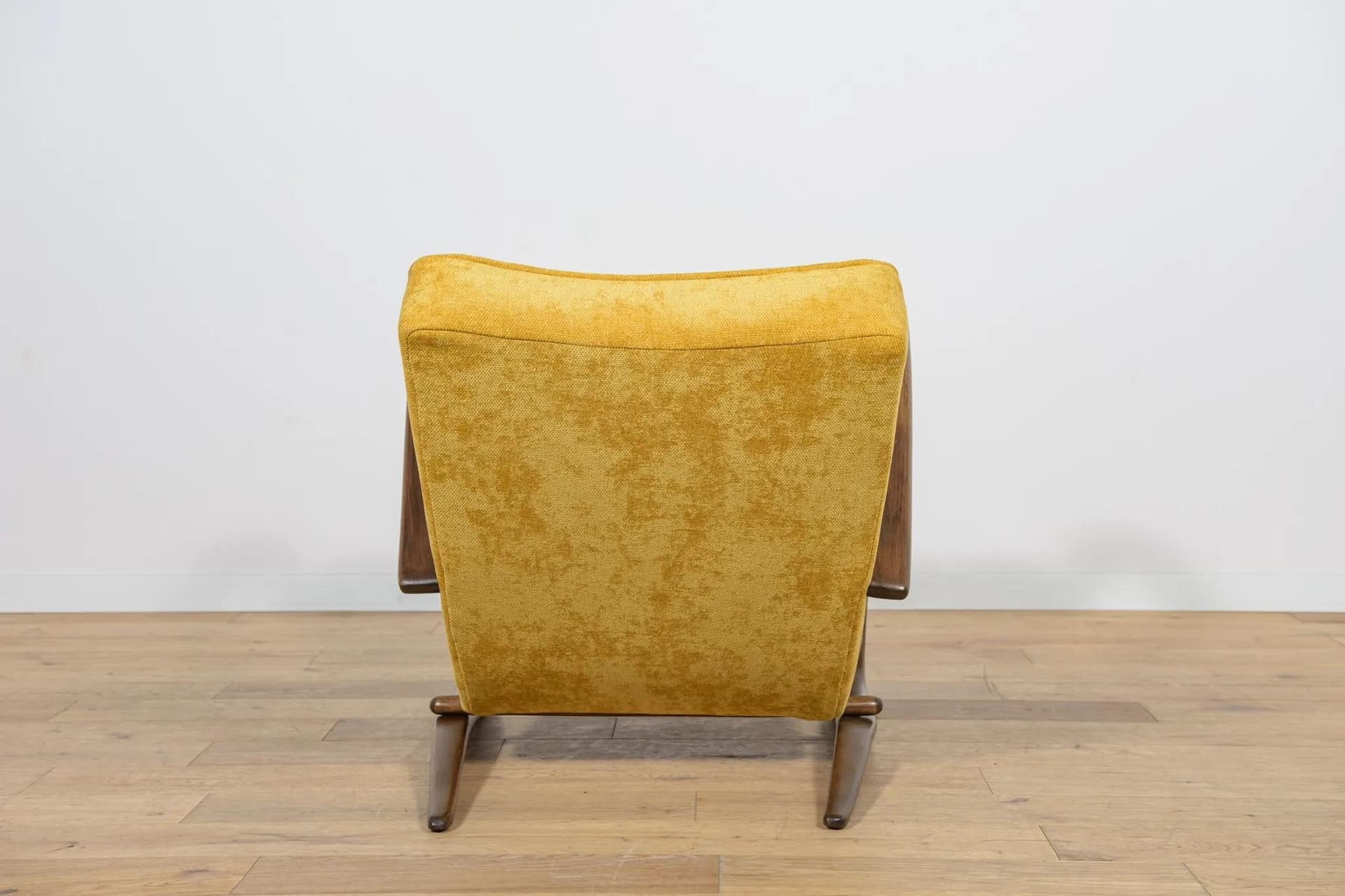 Armchair H-269, yellow wool, brown beech, by J. Halabala, UP Zavody, Czechoslovakia, 1930s. - 73769