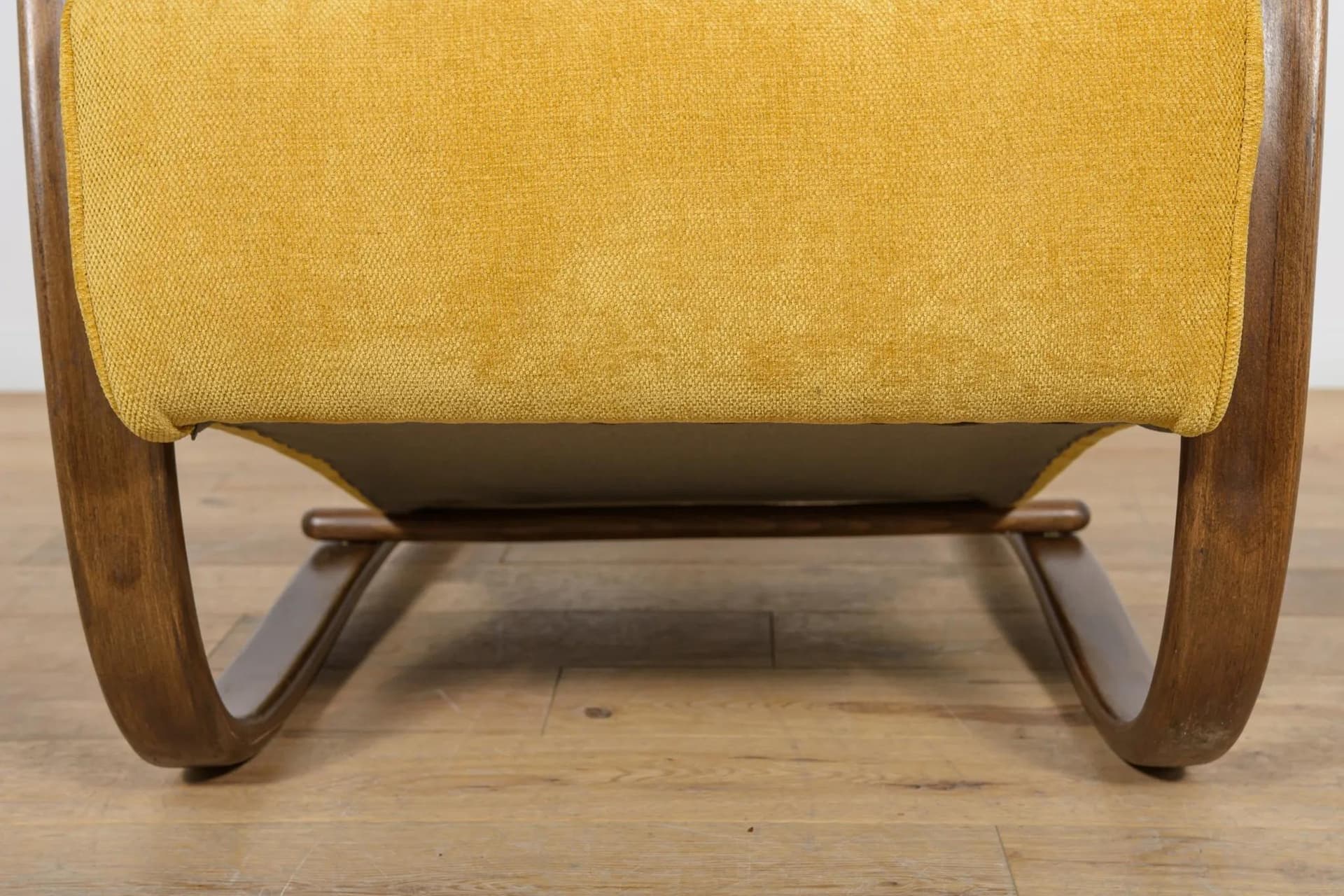 Armchair H-269, yellow wool, brown beech, by J. Halabala, UP Zavody, Czechoslovakia, 1930s. - 73775