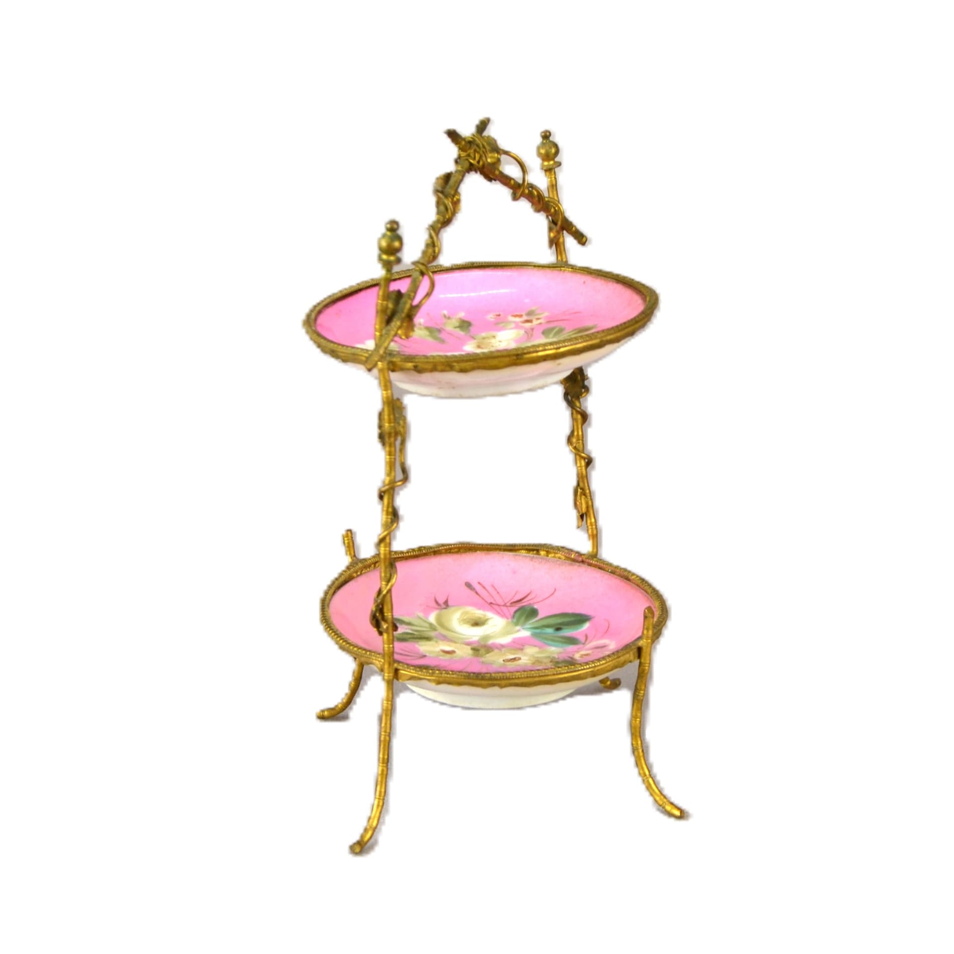 Stojak na biżuterię, róż, porcelana, Francja, XIX w.