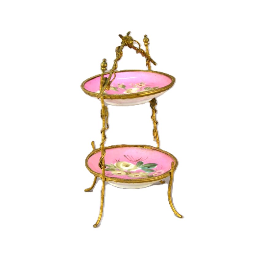 Stojak na biżuterię, róż, porcelana, Francja, XIX w.