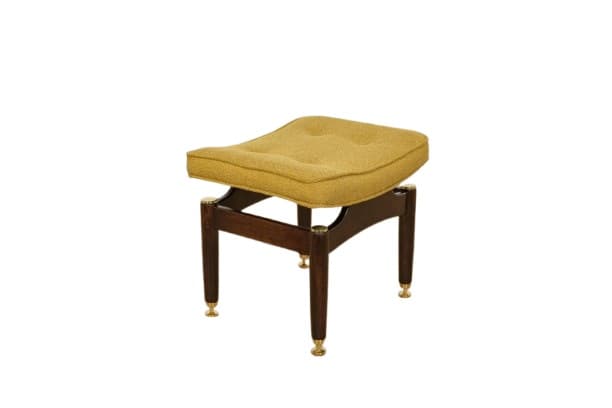 Stool Librenza, brown beech, yellow fabric, G-Plan, United Kingdom, 1950s.
