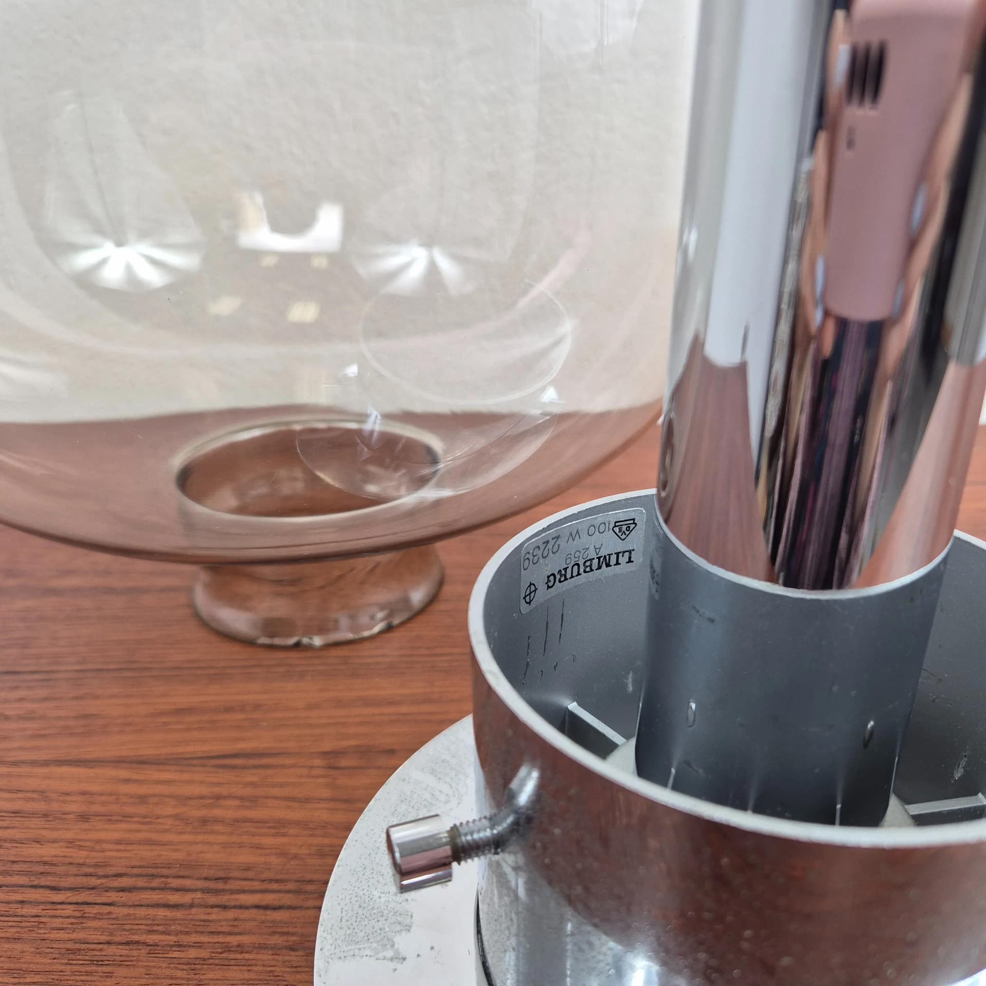 Lampa sufitowa Limburg A259, szkło szare, metal chromowany, Limburg, Niemcy, lata 60. - 73605