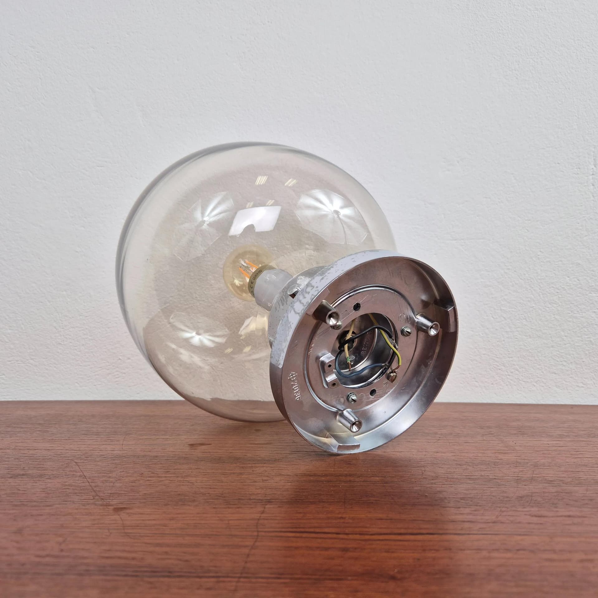 Lampa sufitowa Limburg A259, szkło szare, metal chromowany, Limburg, Niemcy, lata 60. - 73606