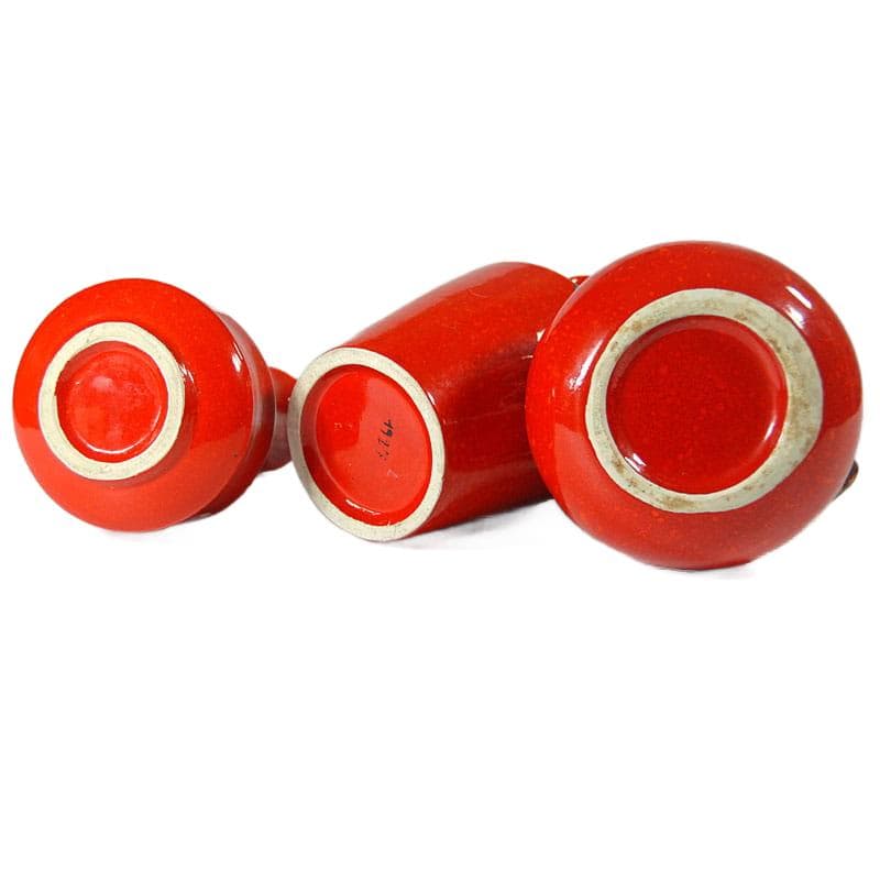 Czerwony zestaw wazonów ceramicznych, Bertoncello, Włochy, lata 70. - 6020