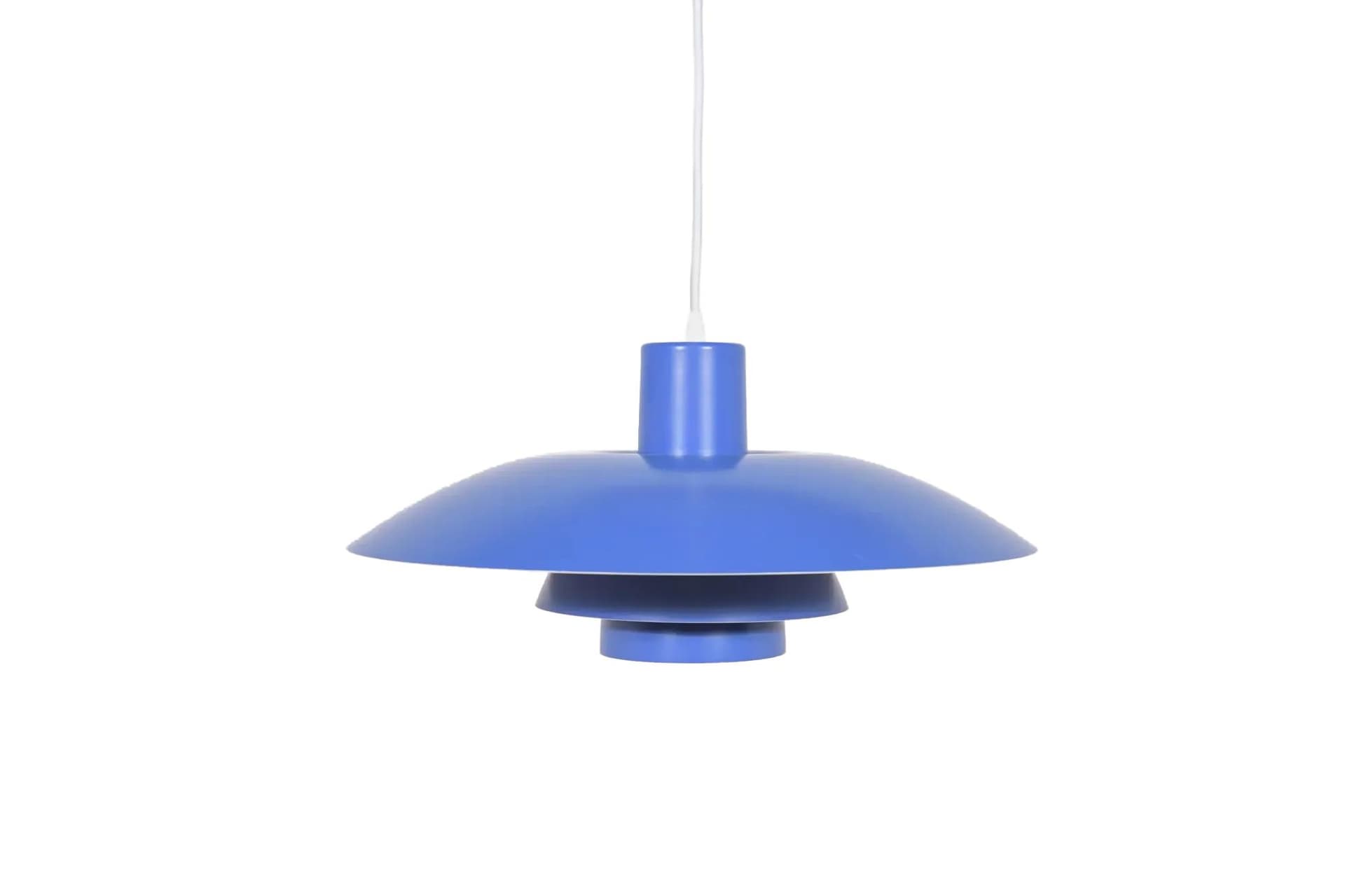 Pendant lamp PH 4/3, blue metal, by P. Henningsen, Louis Poulsen, Denmark, 1960s.