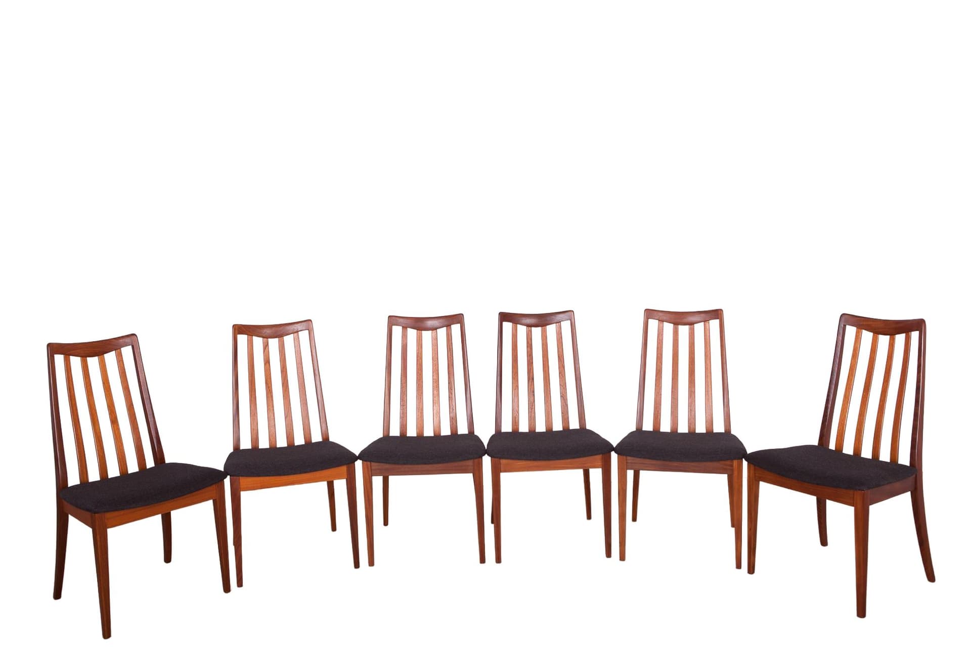 Komplet sześciu krzeseł, teak czarny, proj. L. Dandy, G-Plan, Wielka Brytania, lata 60.
