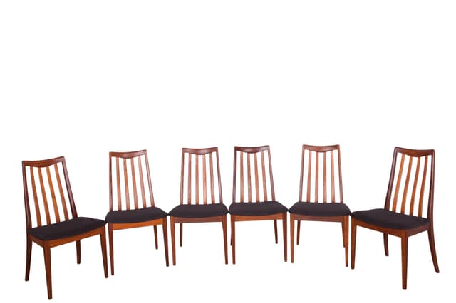 Komplet sześciu krzeseł, teak czarny, proj. L. Dandy, G-Plan, Wielka Brytania, lata 60. - WYMIARY