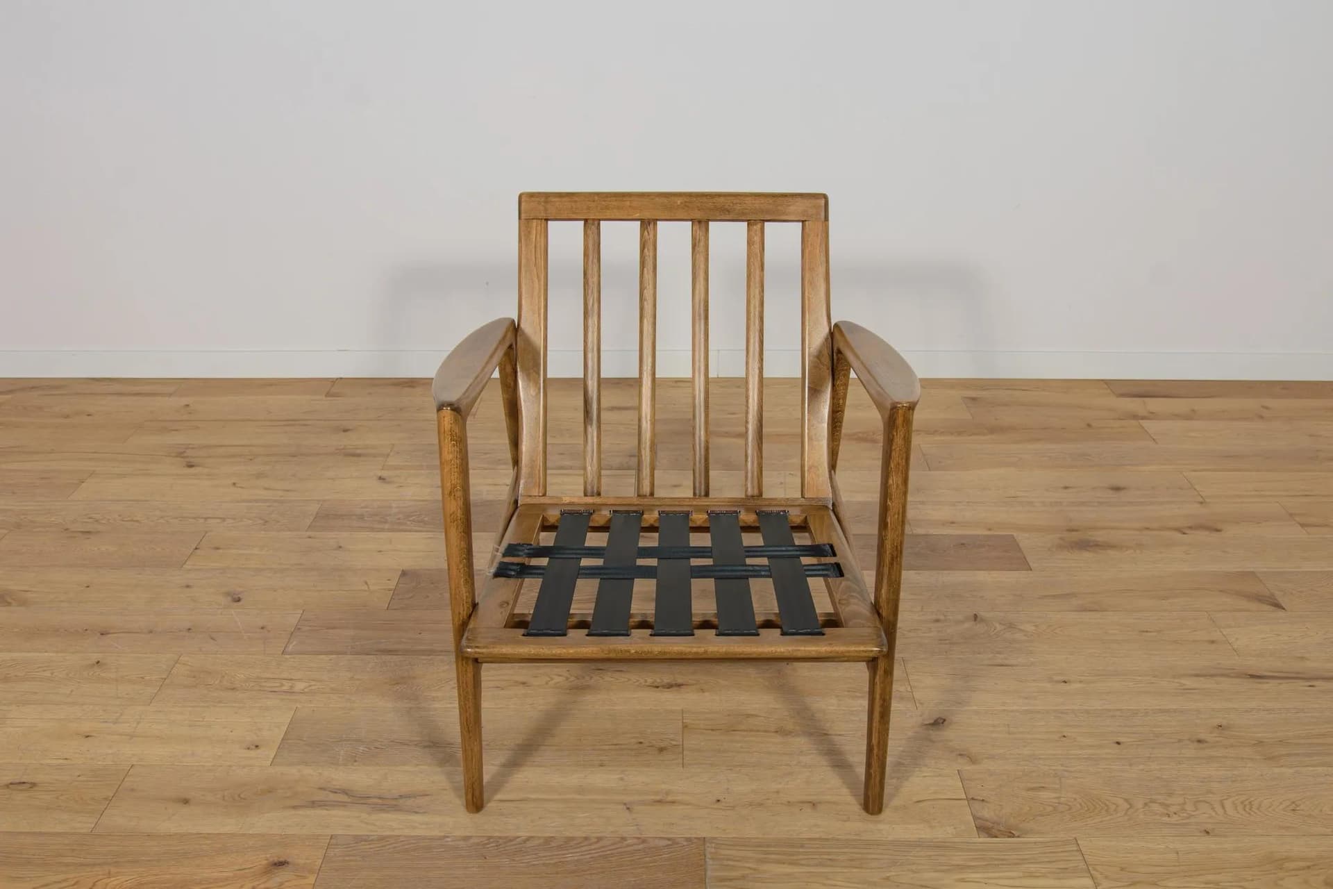 Fotel 300-139, beech brązowy, tkanina zielona, Swarzędzka Fabryka Mebli, Polska, lata 60. - 75067