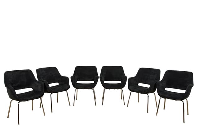 Komplet sześciu foteli Kilta, velvet czarny, chrom, proj. O. Mannermaa, Niemcy, lata 70. - WYMIARY