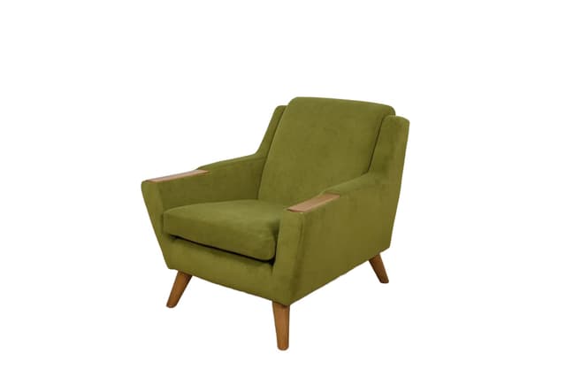 Armchair, olive green, oak, G-Plan, United Kingdom, 1980s. - DIMENSION