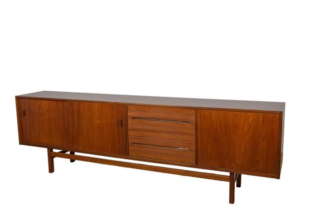 Sideboard, brown teak, by N. Jonsson, Sweden, 1960s. - DIMENSION