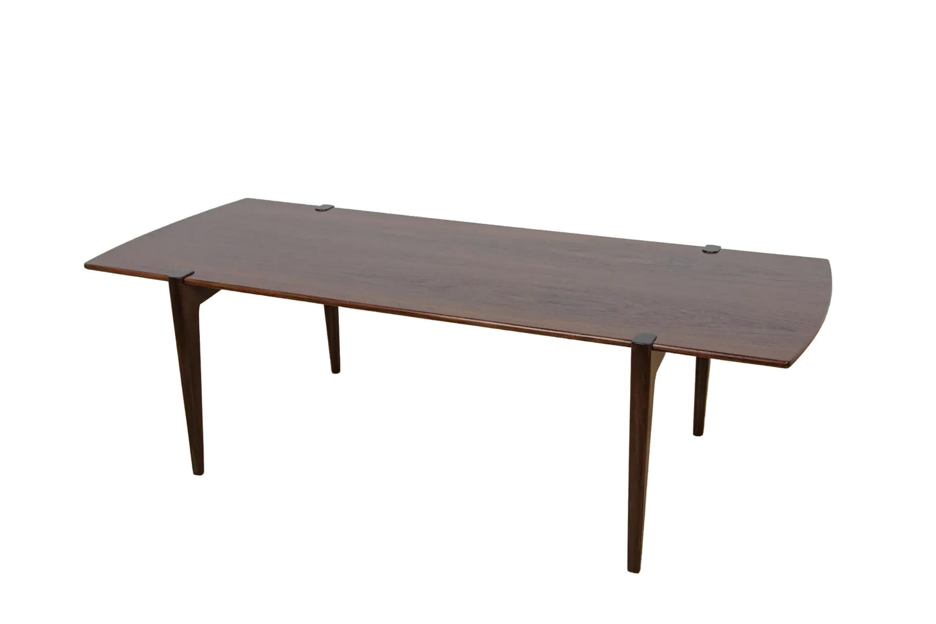 Coffee table, brown rosewood, by D. Rosén, Nordiska Kompaniet, Sweden, 1960s.