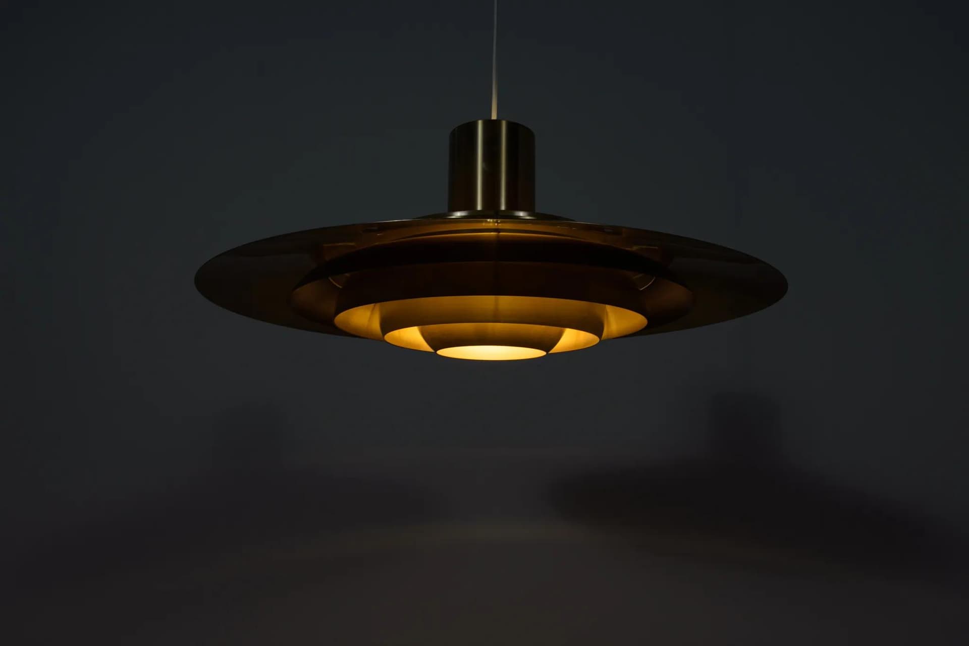 Pendant lamp Model P700, golden aluminum, by P. Fabricius & J. Kastholm, Nordisk Solar, Denmark, 1960s. - 74642