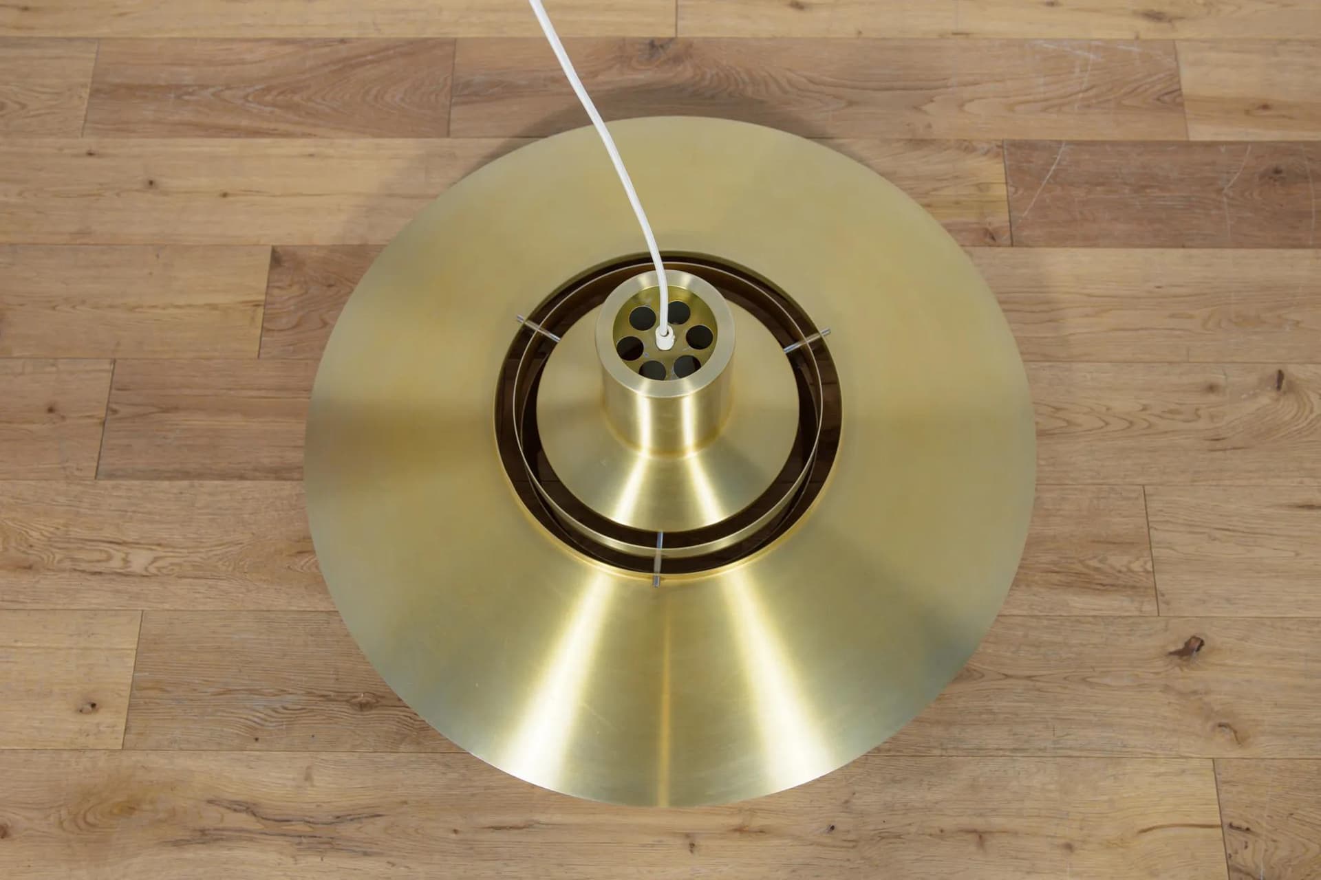 Pendant lamp Model P700, golden aluminum, by P. Fabricius & J. Kastholm, Nordisk Solar, Denmark, 1960s. - 74645