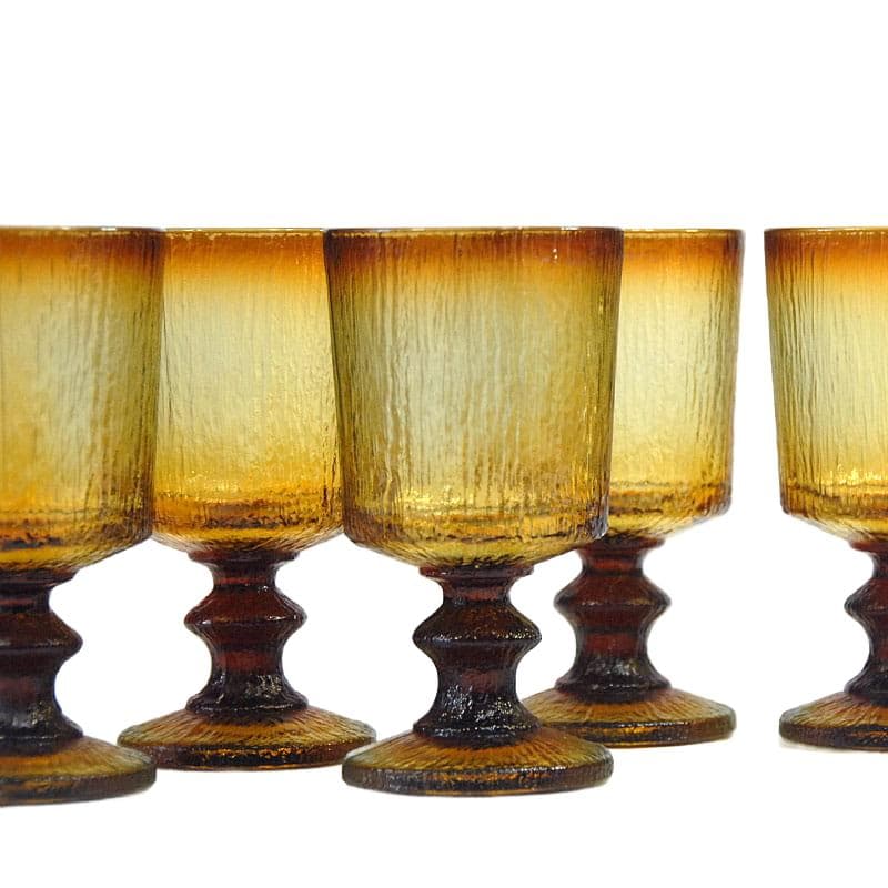 Miodowe kieliszki do wina, Ravenhead, Wielka Brytania, lata 70. - 6167