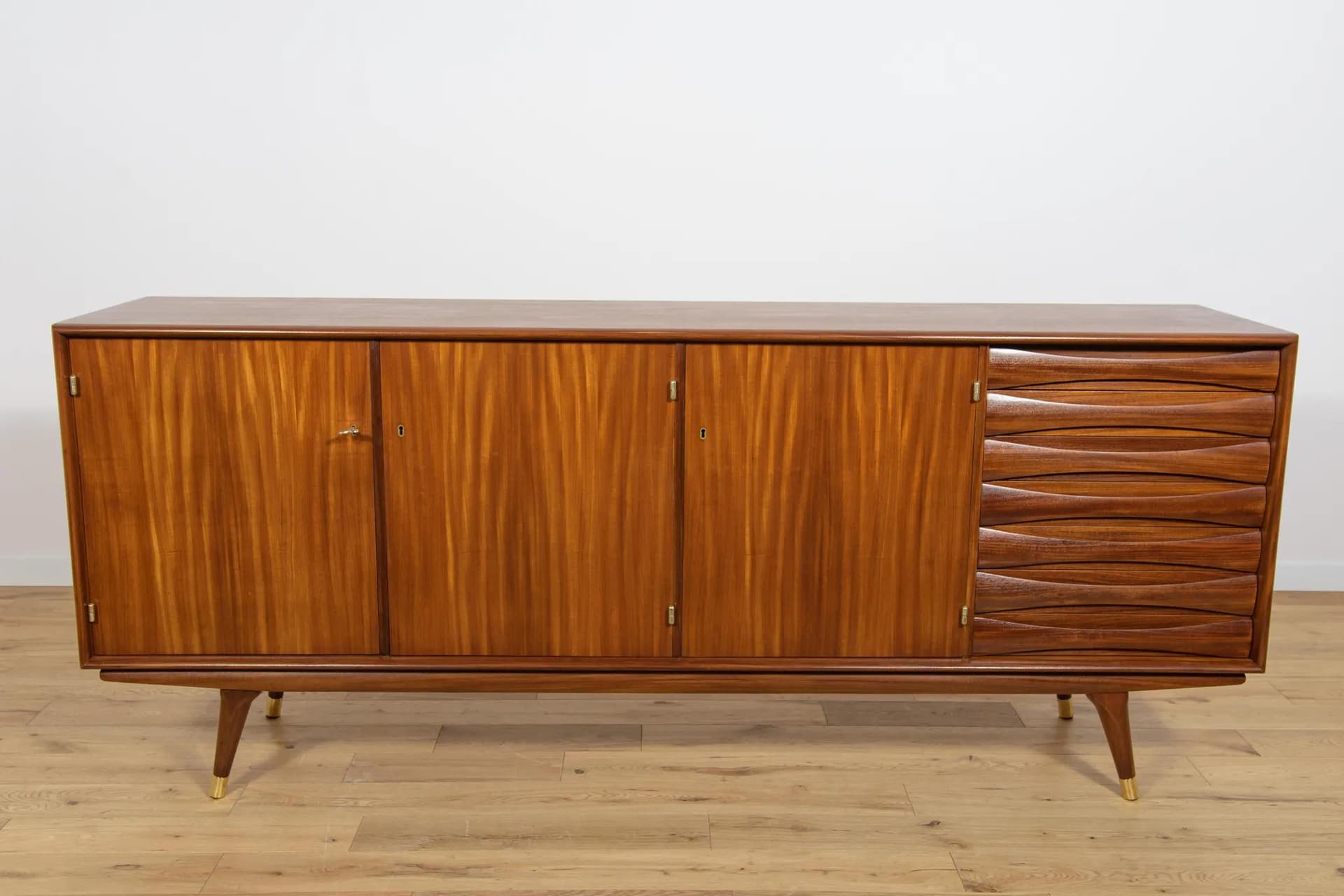 Komoda, drewno tekowe brązowy, proj. S. Andersen, Norwegia, lata 60. - 74490