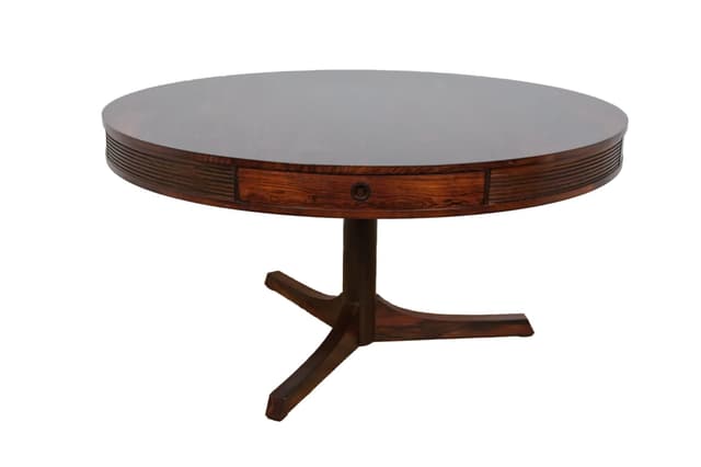 Table Drum, brown rosewood, by R. Heritage, United Kingdom, 1950s. - DIMENSION