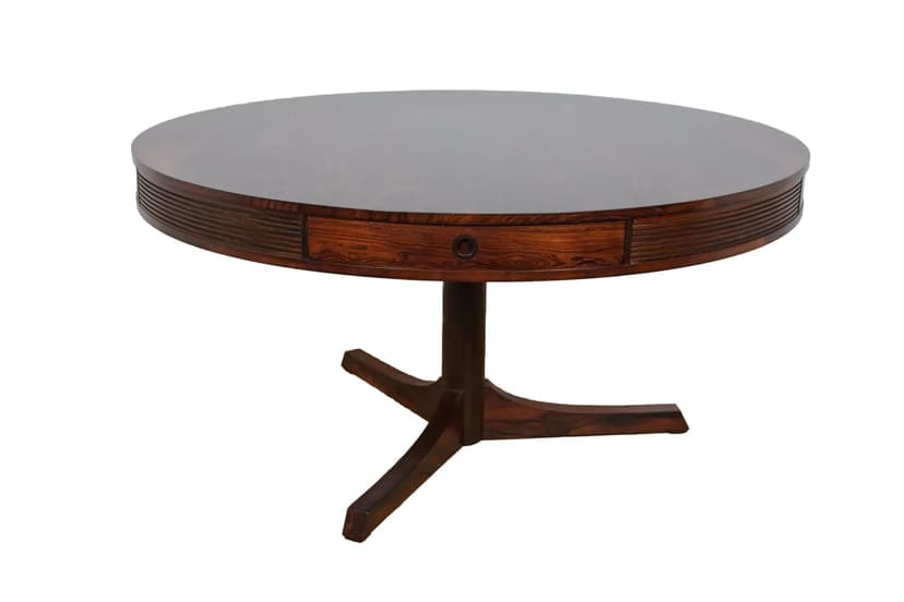 Table Drum, brown rosewood, by R. Heritage, United Kingdom, 1950s.