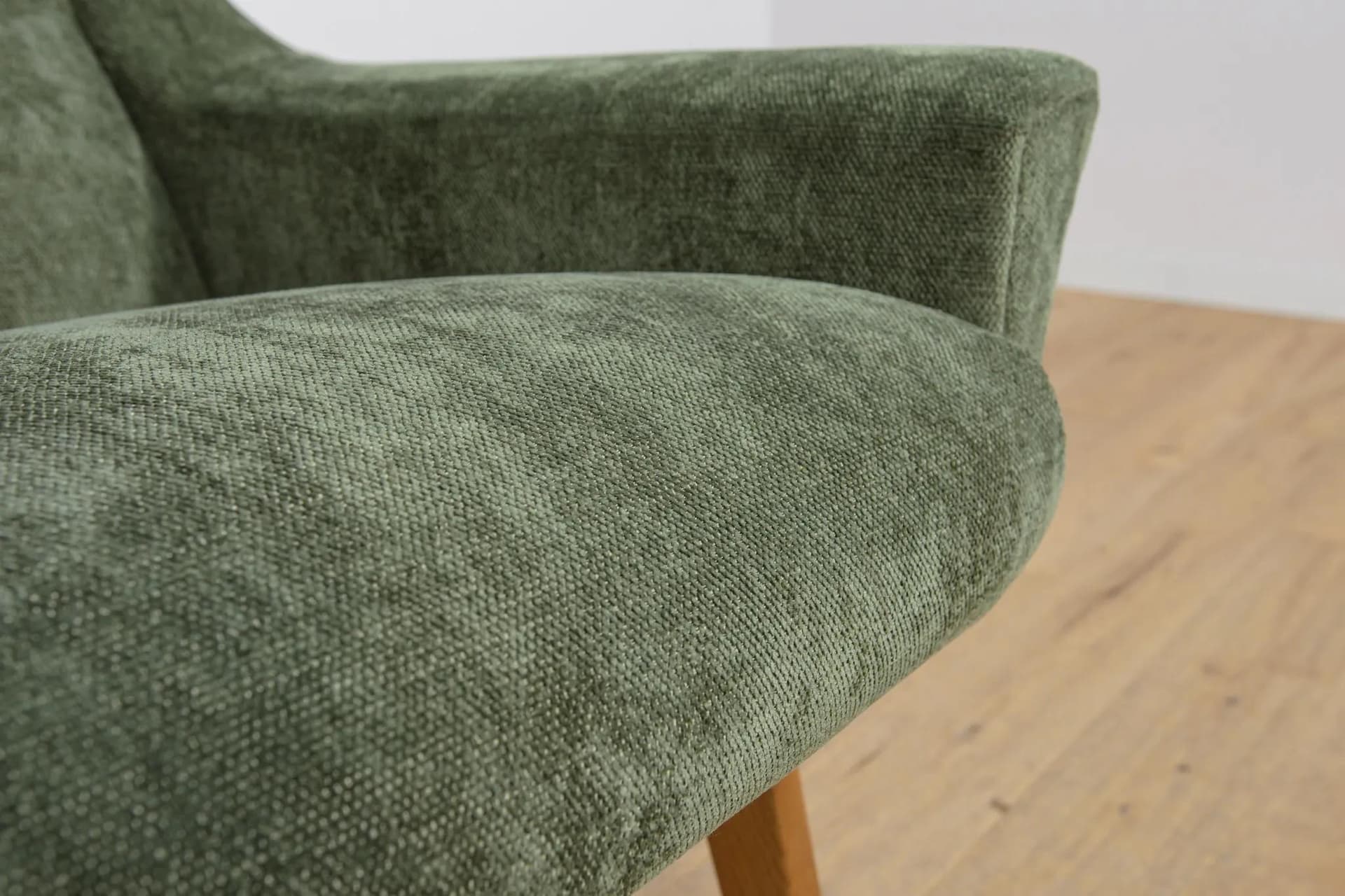 Armchair, olive green, oak, Denmark, 1960s. - 74434