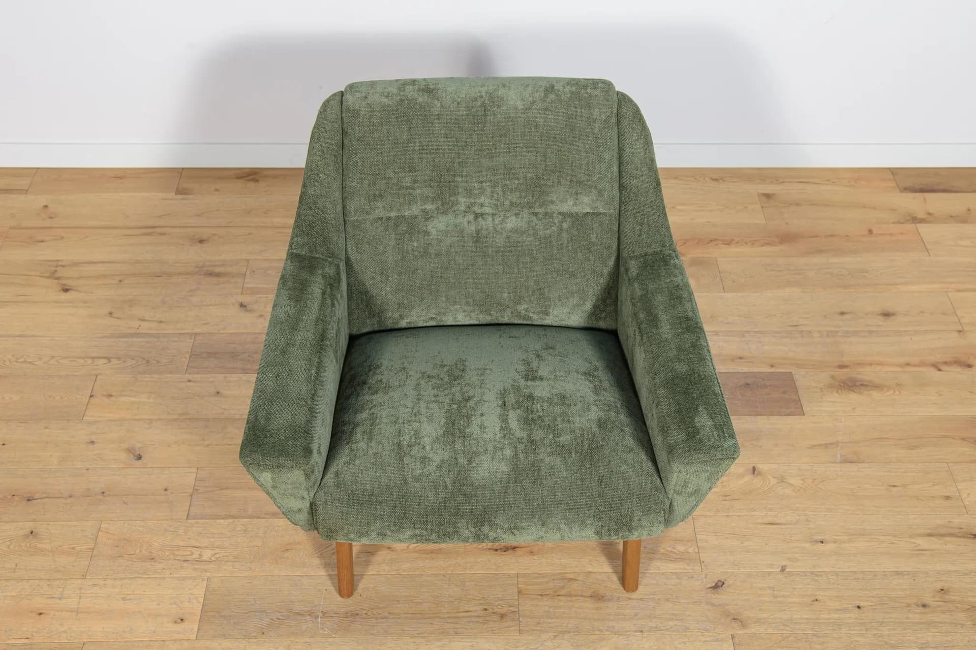 Armchair, olive green, oak, Denmark, 1960s. - 74439