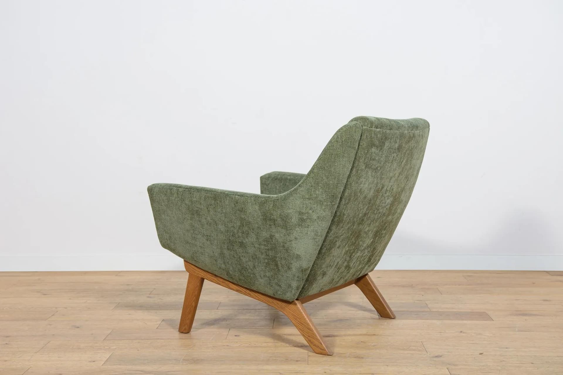 Armchair, olive green, oak, Denmark, 1960s. - 74436
