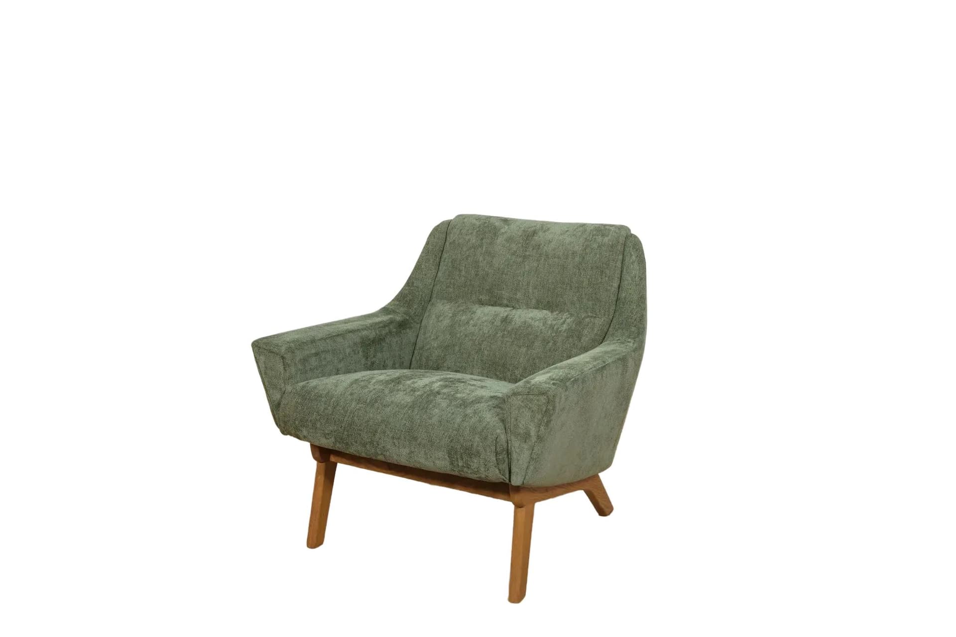Armchair, olive green, oak, Denmark, 1960s.