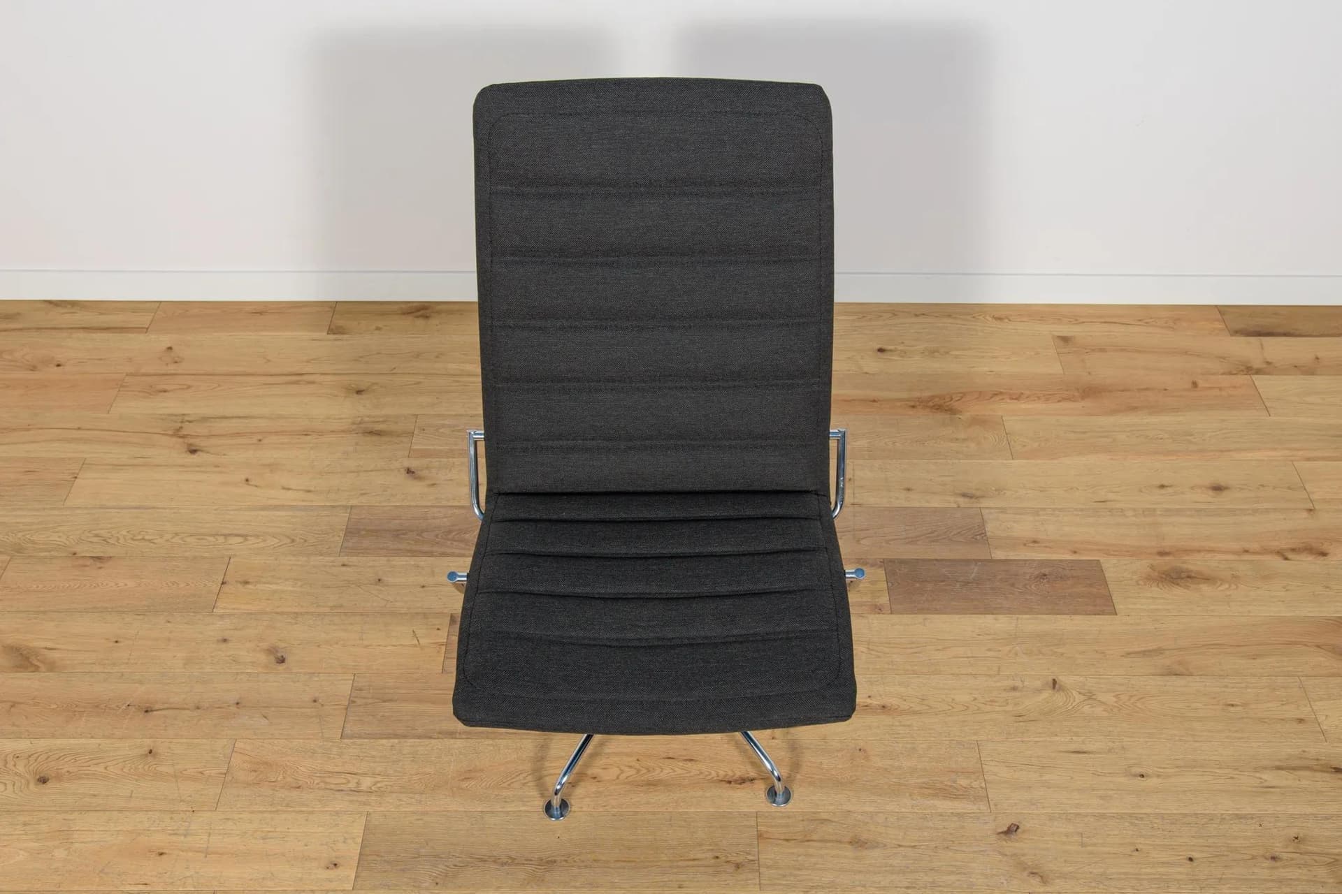 Pair of lounge chairs Model SAS, black fabric, chromed metal, by J. Ammudsen, Fritz Hansen, Denmark, 1980s. - 74357