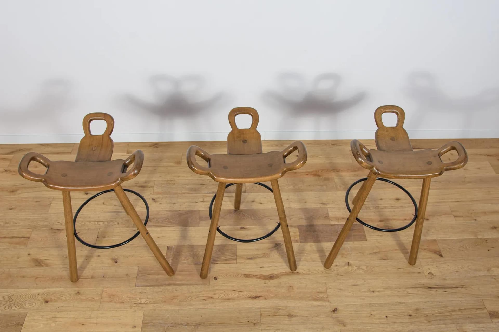 Bar Stool Marbella, brown beech, black metal, Confonorm, Spain, 1970s - 74339