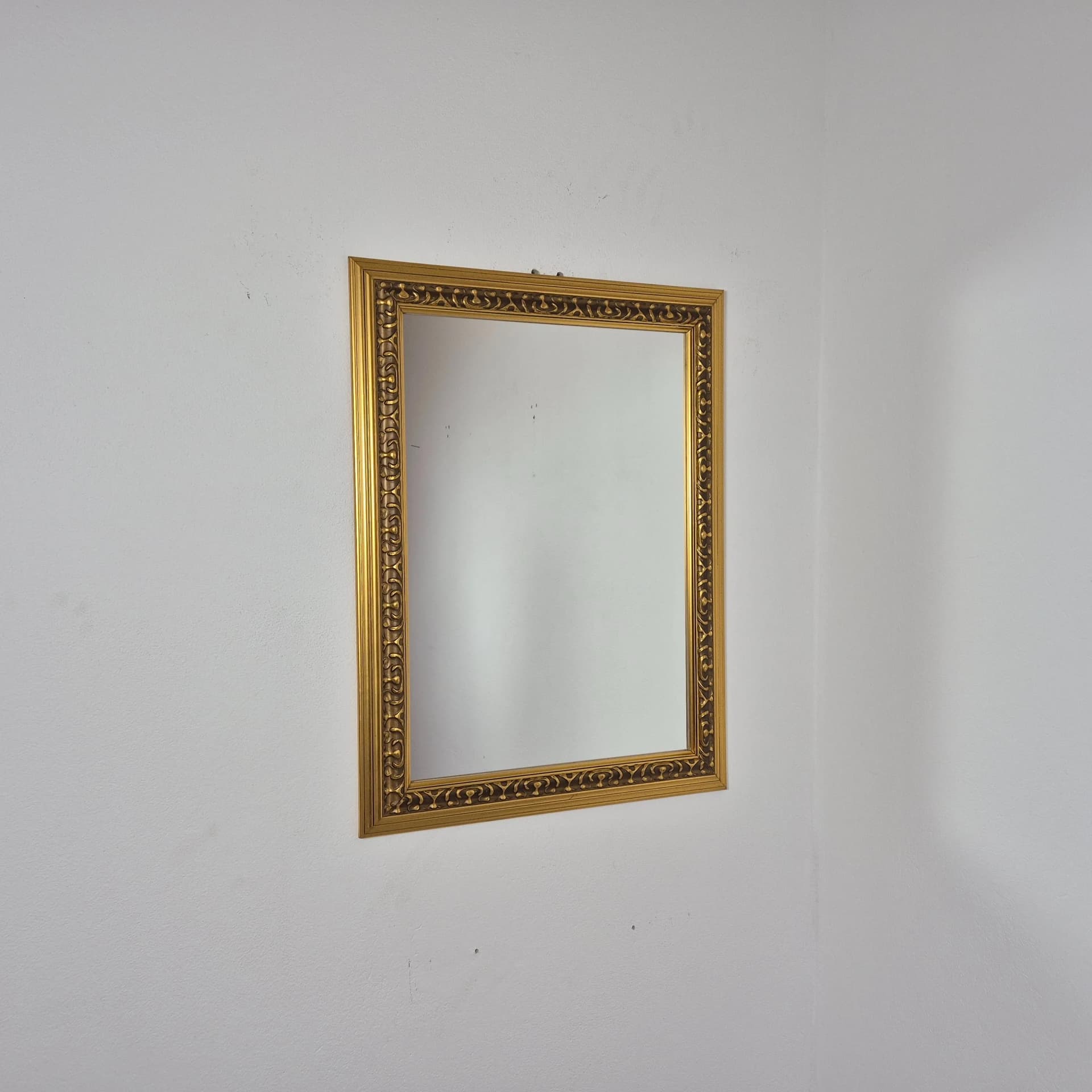 Wall mirror, Neo-Baroque, golden wood, Germany, 1970s - 75531