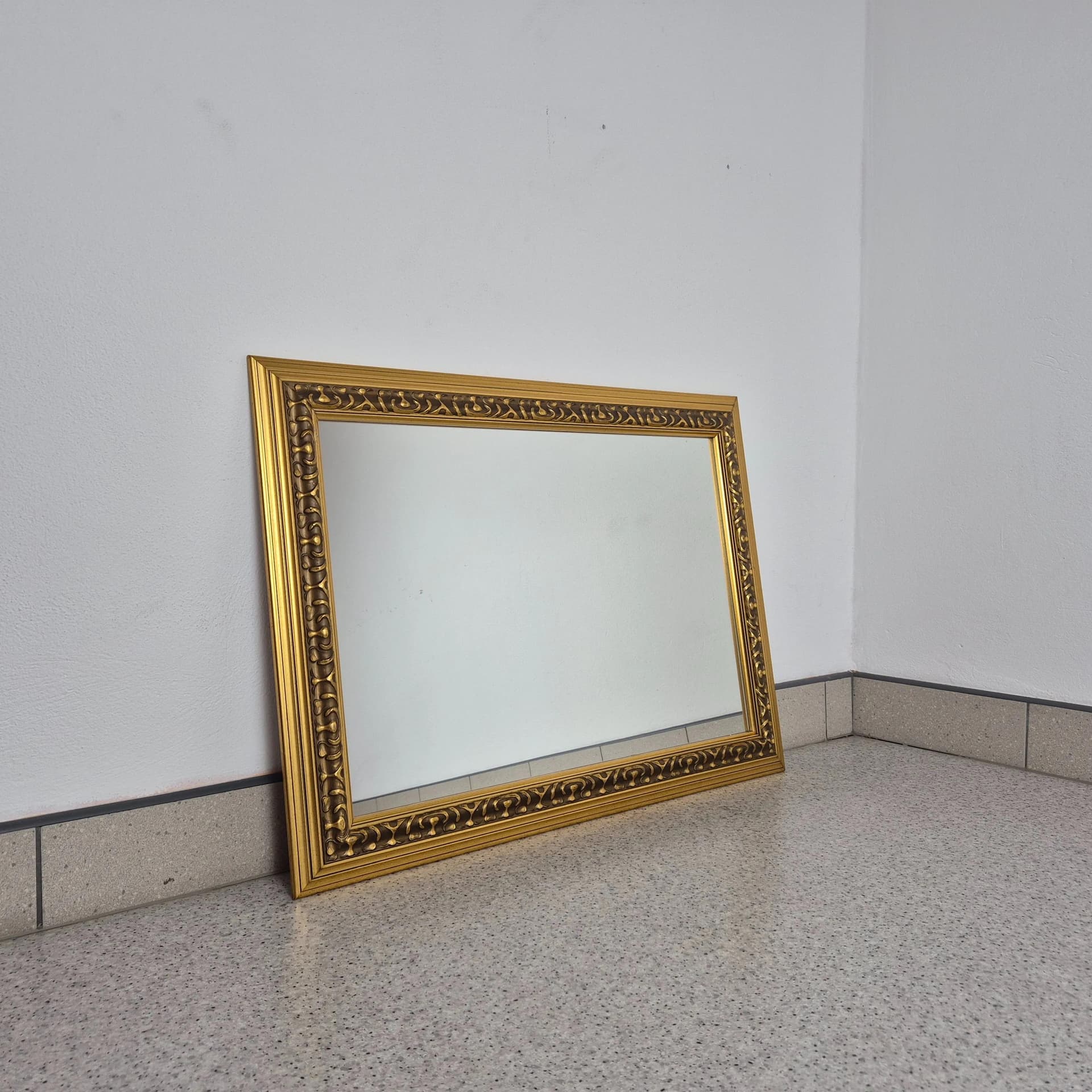 Wall mirror, Neo-Baroque, golden wood, Germany, 1970s - 75536