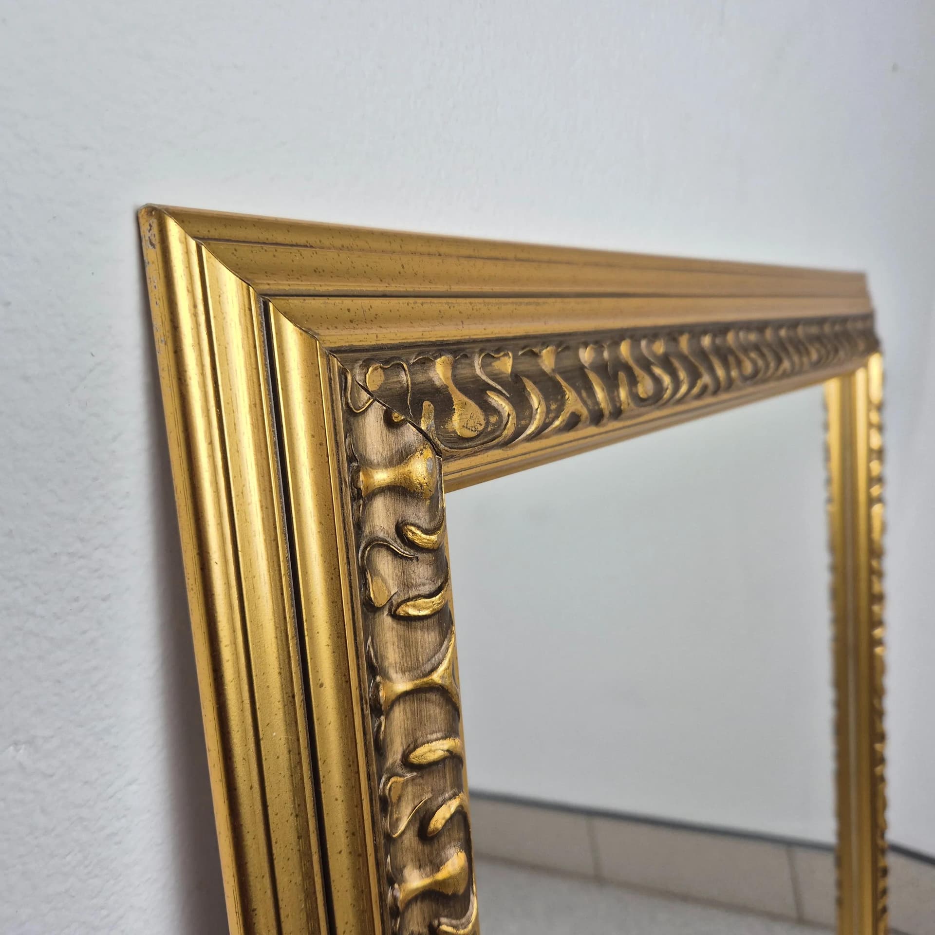 Wall mirror, Neo-Baroque, golden wood, Germany, 1970s - 75537