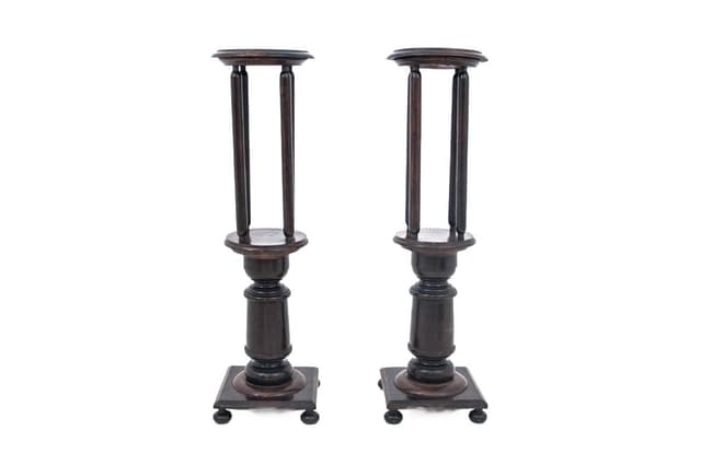 Oak Plant Stands, Western Europe, 1930s - DIMENSION