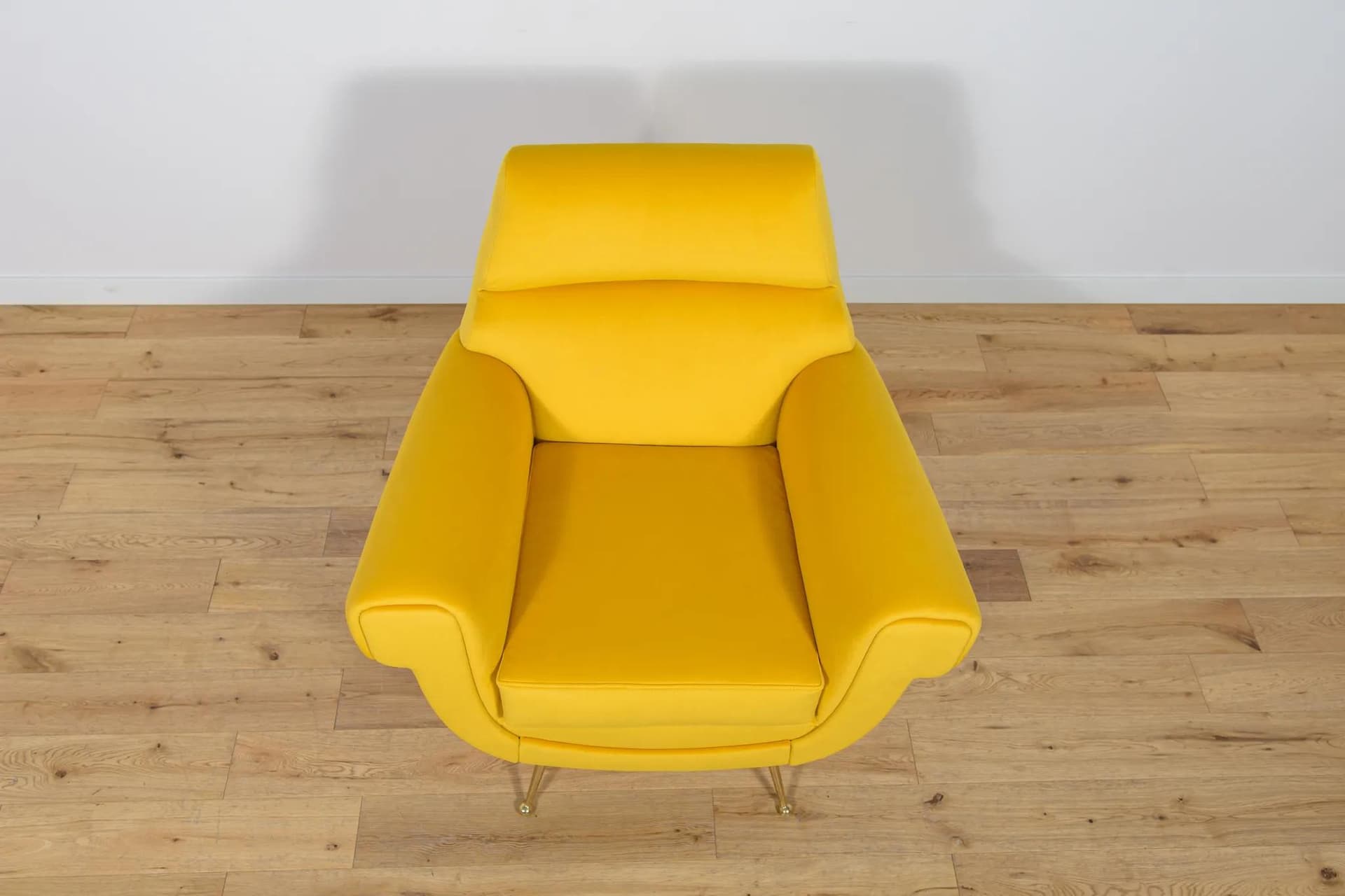 Armchair, yellow velvet, metal, by G. Radice, Minotti, Italy, 1950s. - 75214