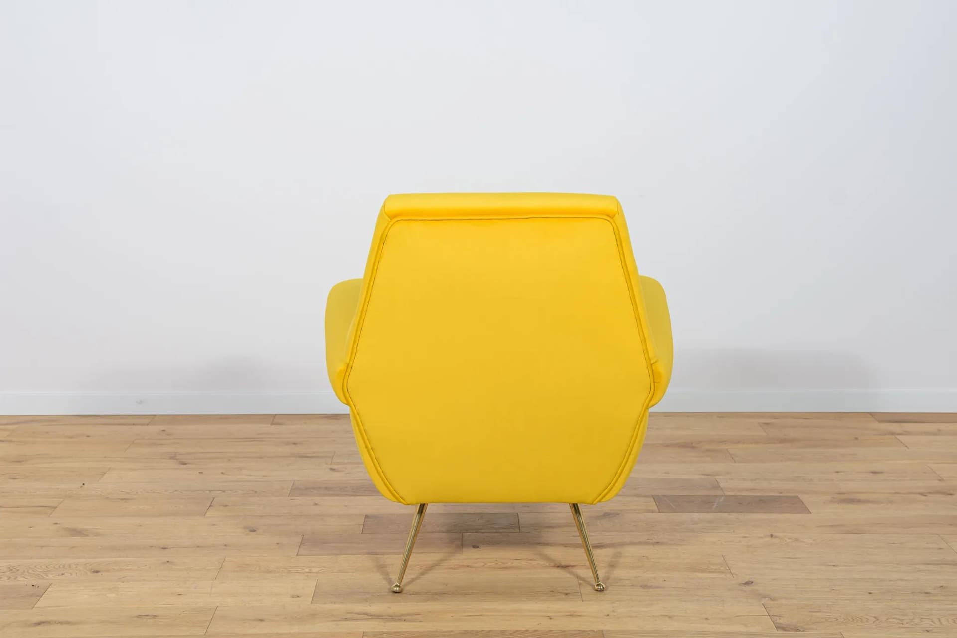 Armchair, yellow velvet, metal, by G. Radice, Minotti, Italy, 1950s. - 75218