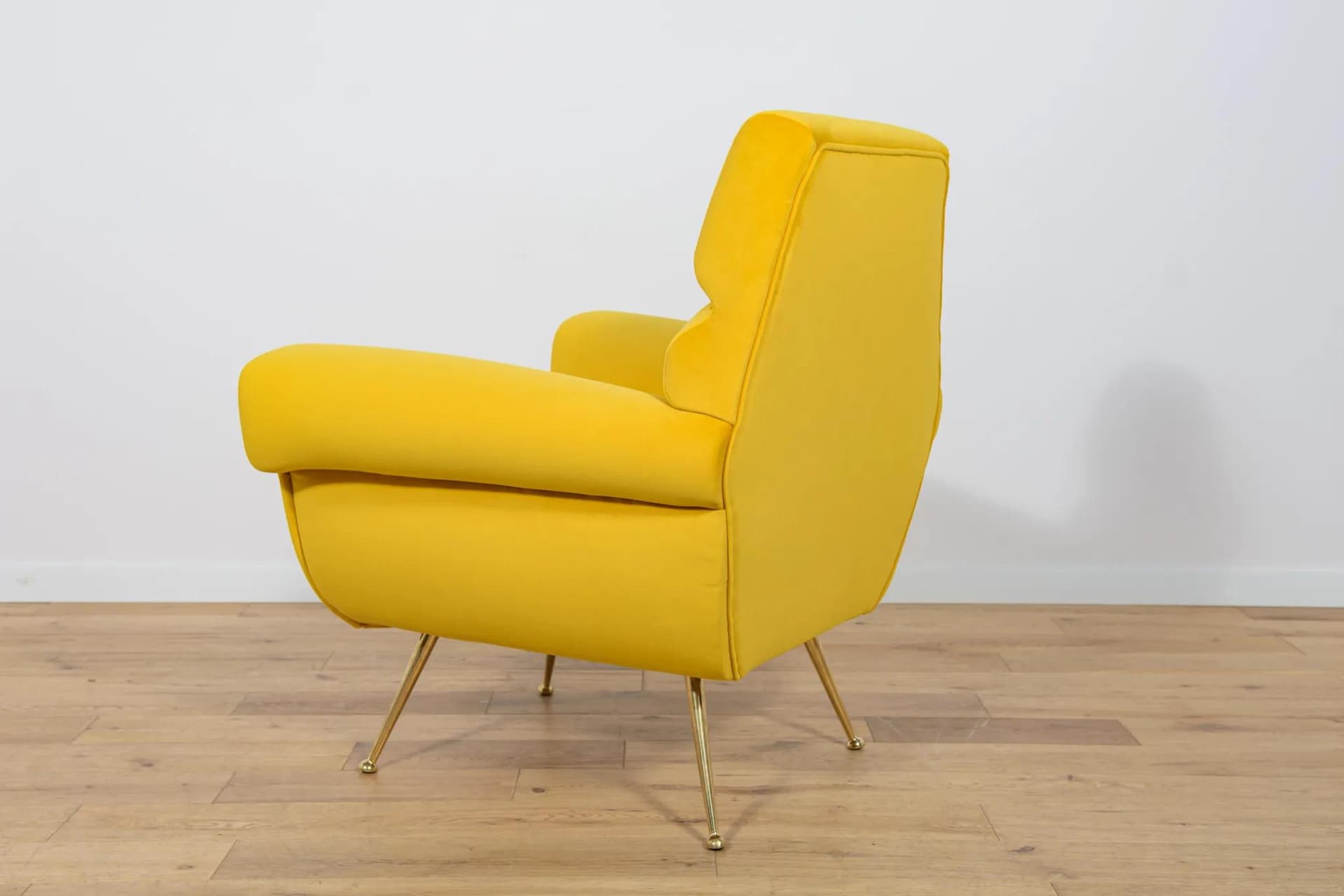 Armchair, yellow velvet, metal, by G. Radice, Minotti, Italy, 1950s. - 75212