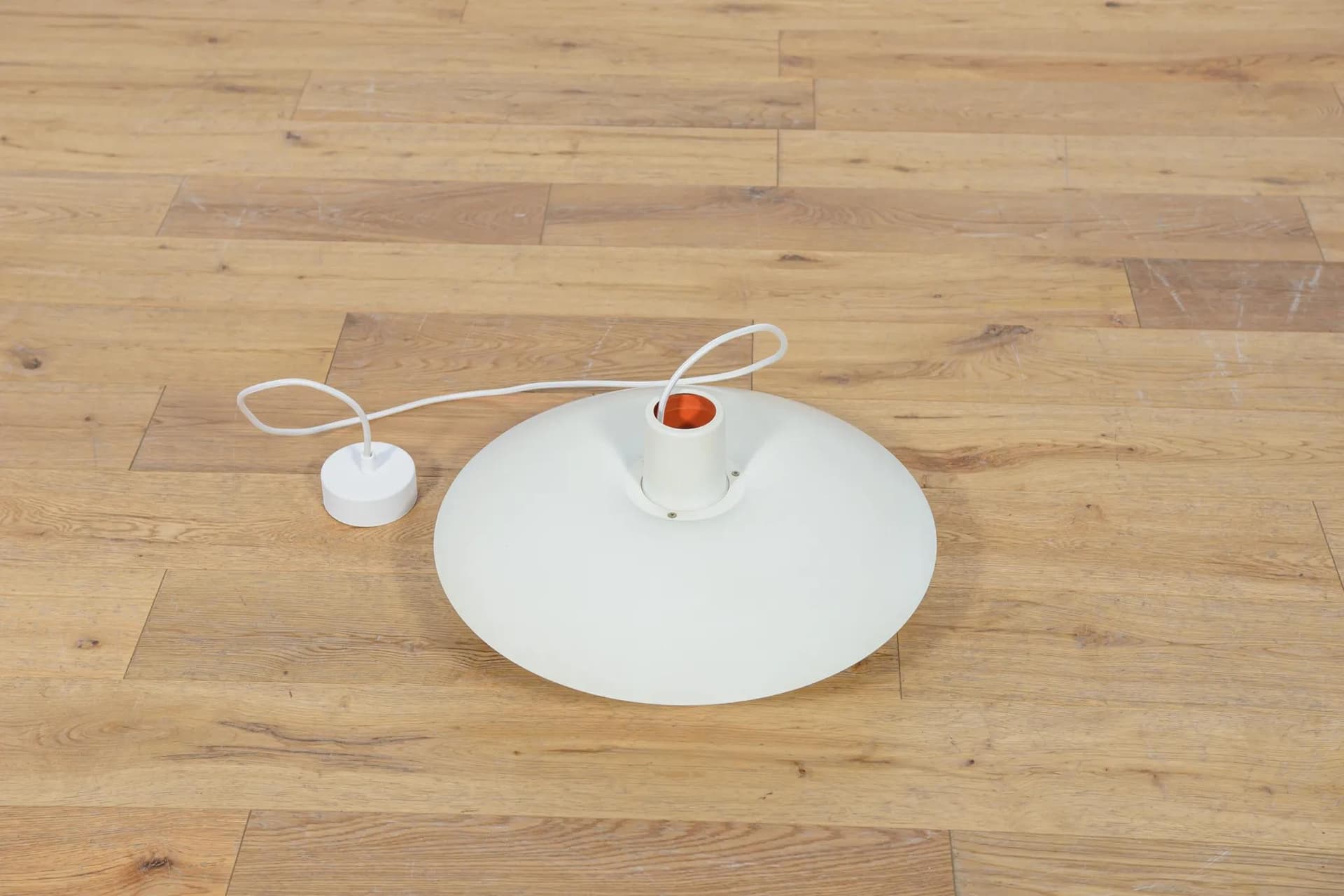 Pendant lamp PH 4/3, ivory white, aluminum, by P. Henningsen, Louis Poulsen, Denmark, 1960s. - 75156