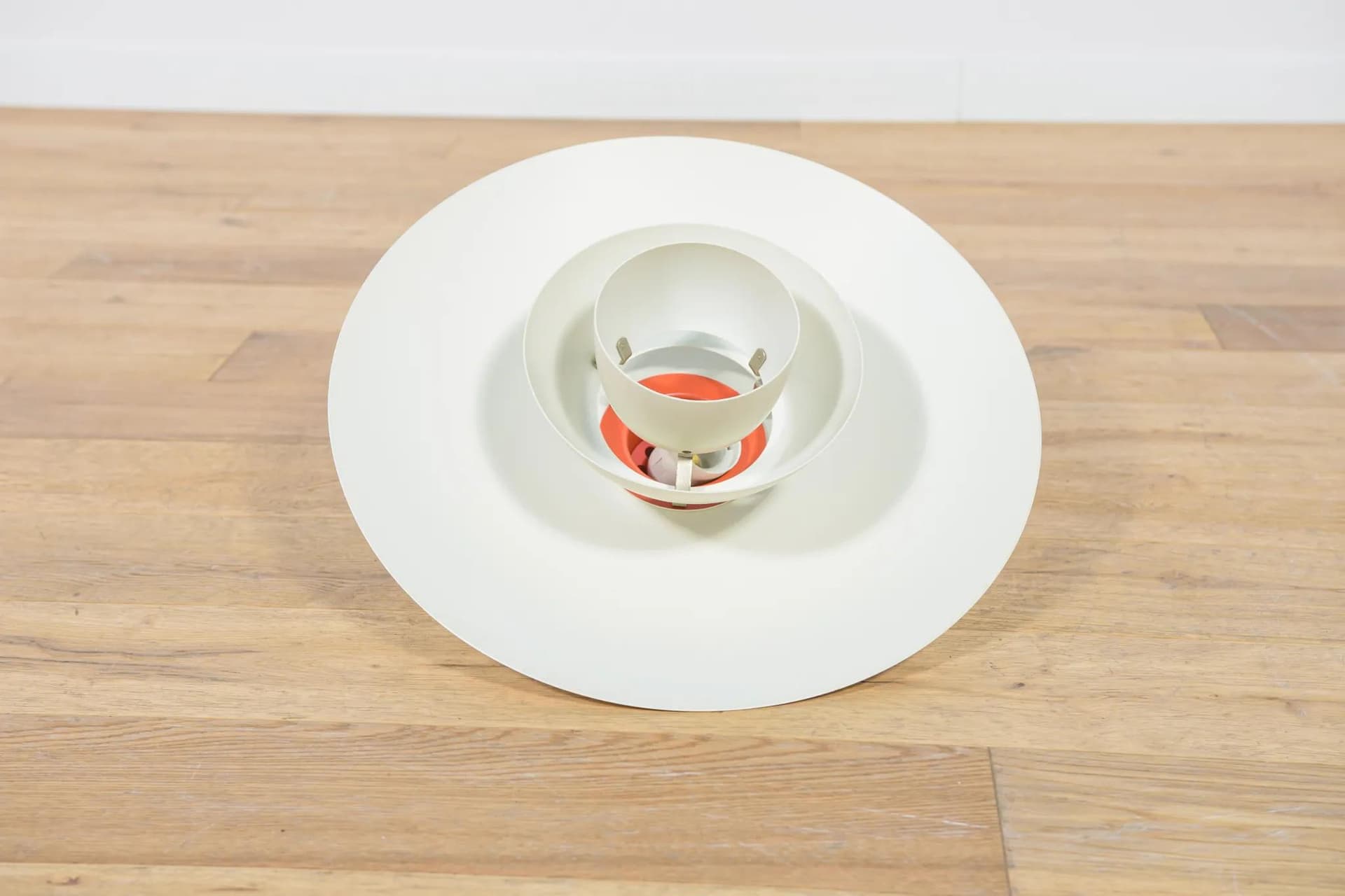 Pendant lamp PH 4/3, ivory white, aluminum, by P. Henningsen, Louis Poulsen, Denmark, 1960s. - 75163