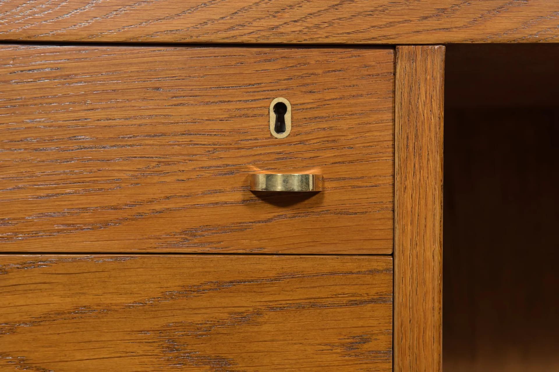 Desk, brown oak, Denmark, 1960s. - 75151