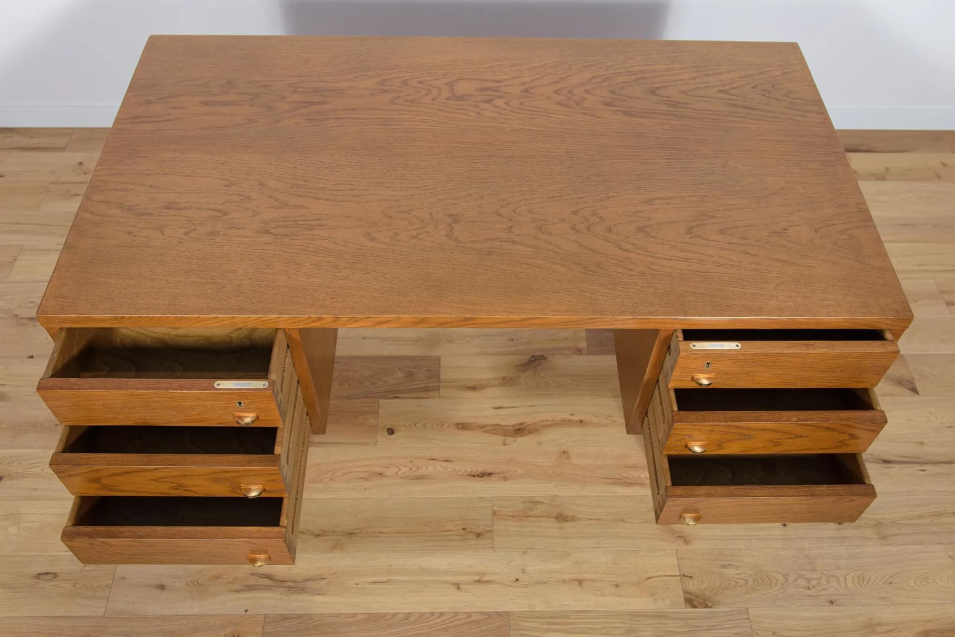 Desk, brown oak, Denmark, 1960s. - 75153