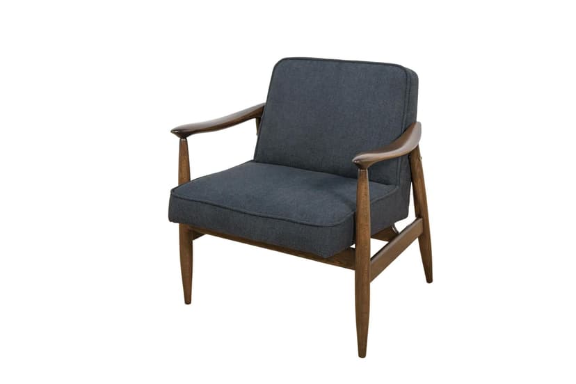 Fotel GFM-87, orzech brązowy, tkanina czarna, proj. J. Kędziorek, Polska, lata 70.