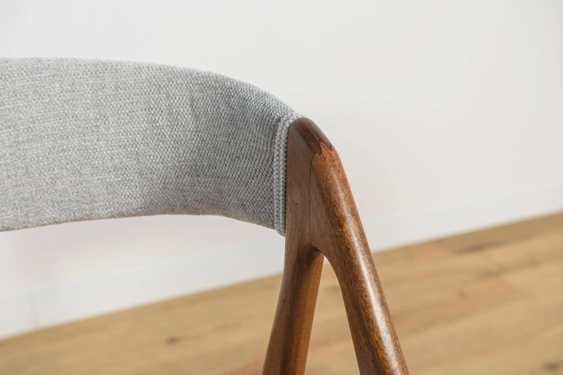 Set of four chairs, brown teak, grey upholstery, Denmark, 1960s. - 75417