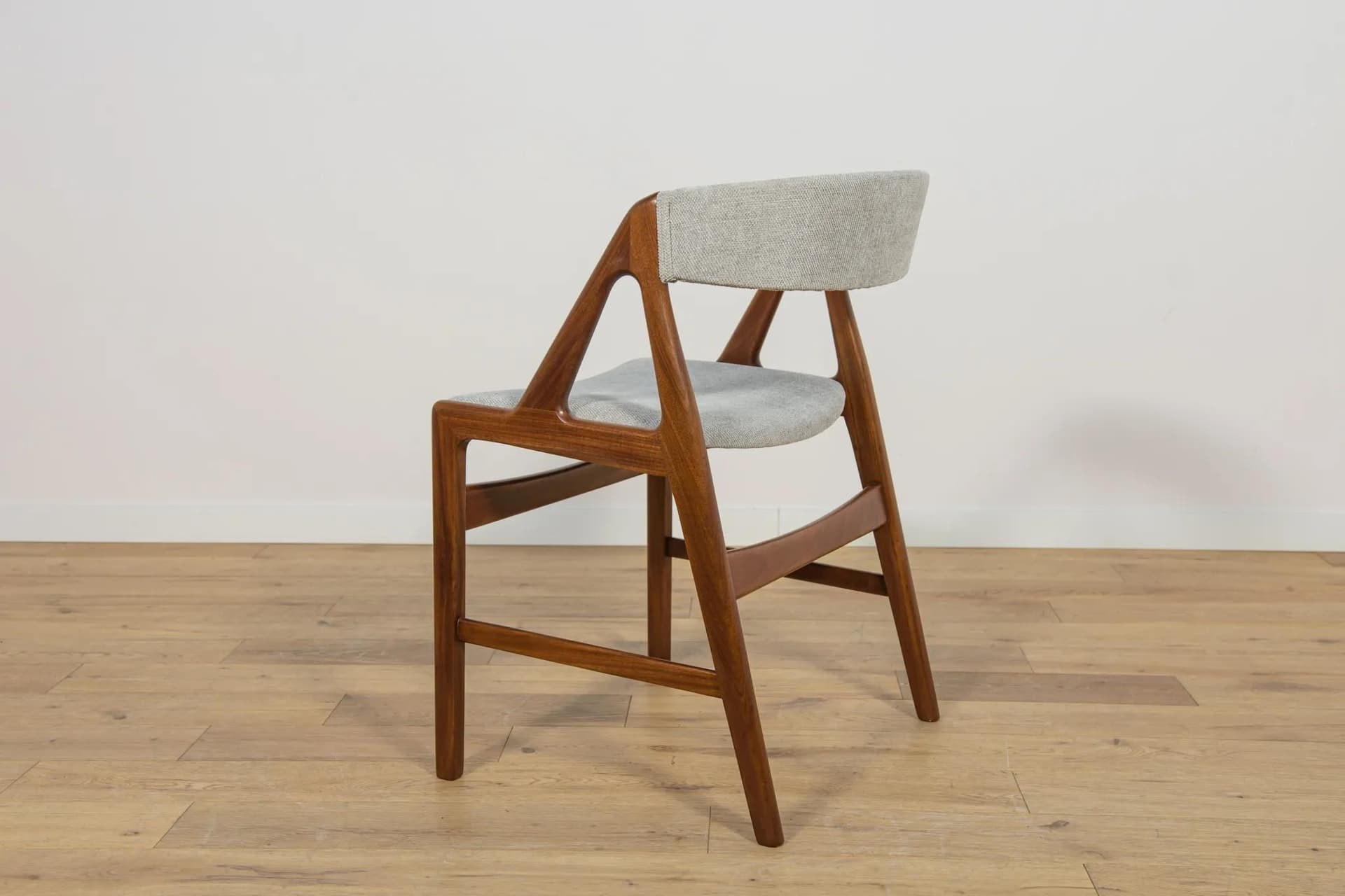 Set of four chairs, brown teak, grey upholstery, Denmark, 1960s. - 75412