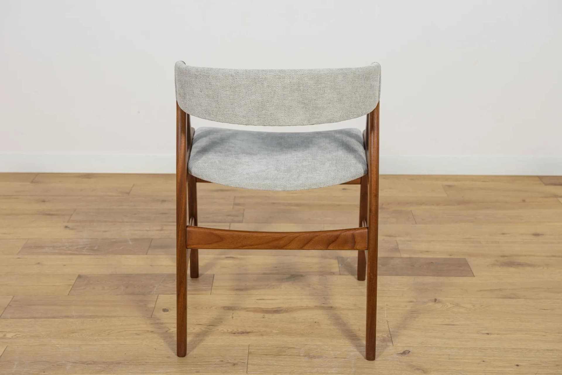 Set of four chairs, brown teak, grey upholstery, Denmark, 1960s. - 75415