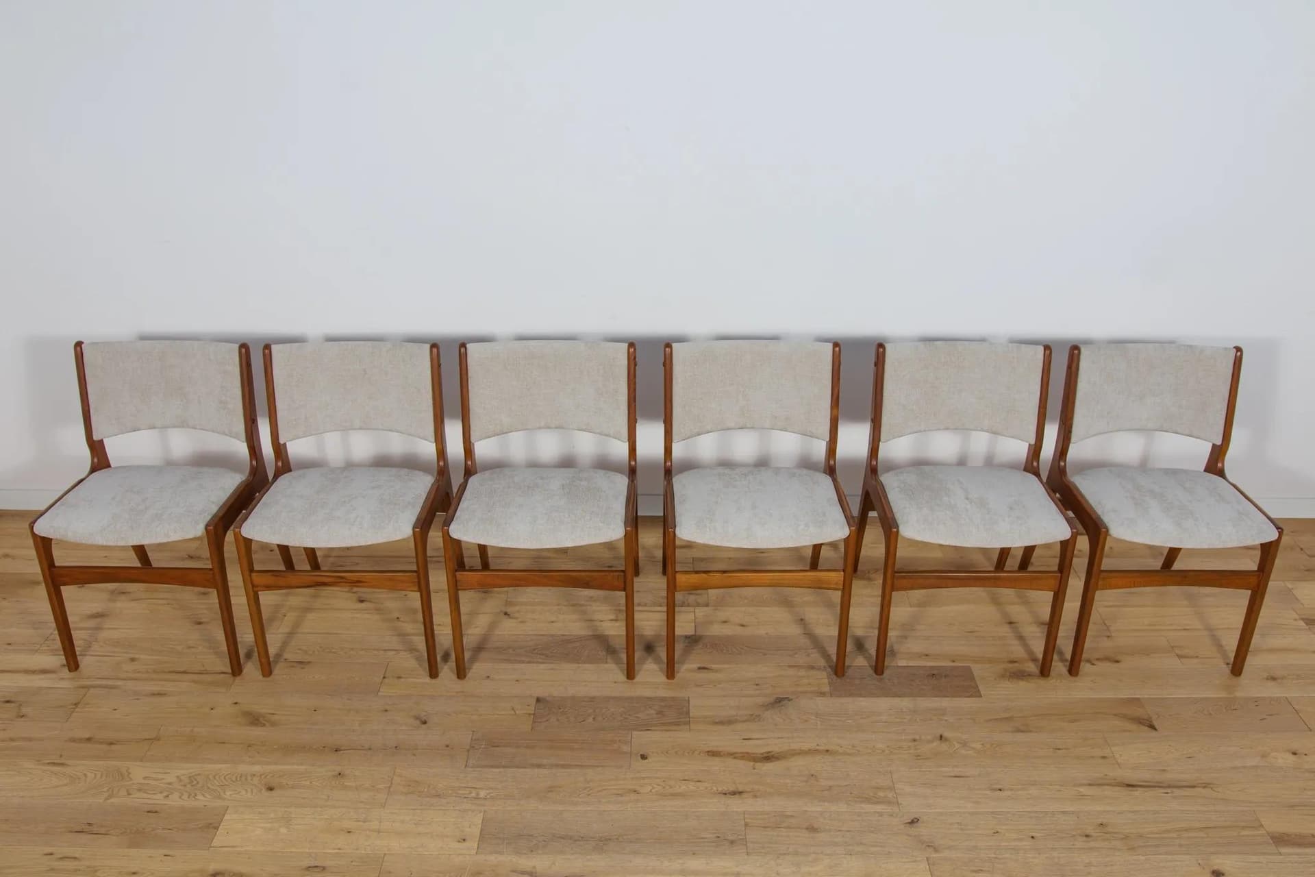 Set of six chairs, light brown teak, by J. Andersen, Denmark, 1960s. - 75366