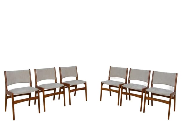 Set of six chairs, light brown teak, by J. Andersen, Denmark, 1960s. - DIMENSION