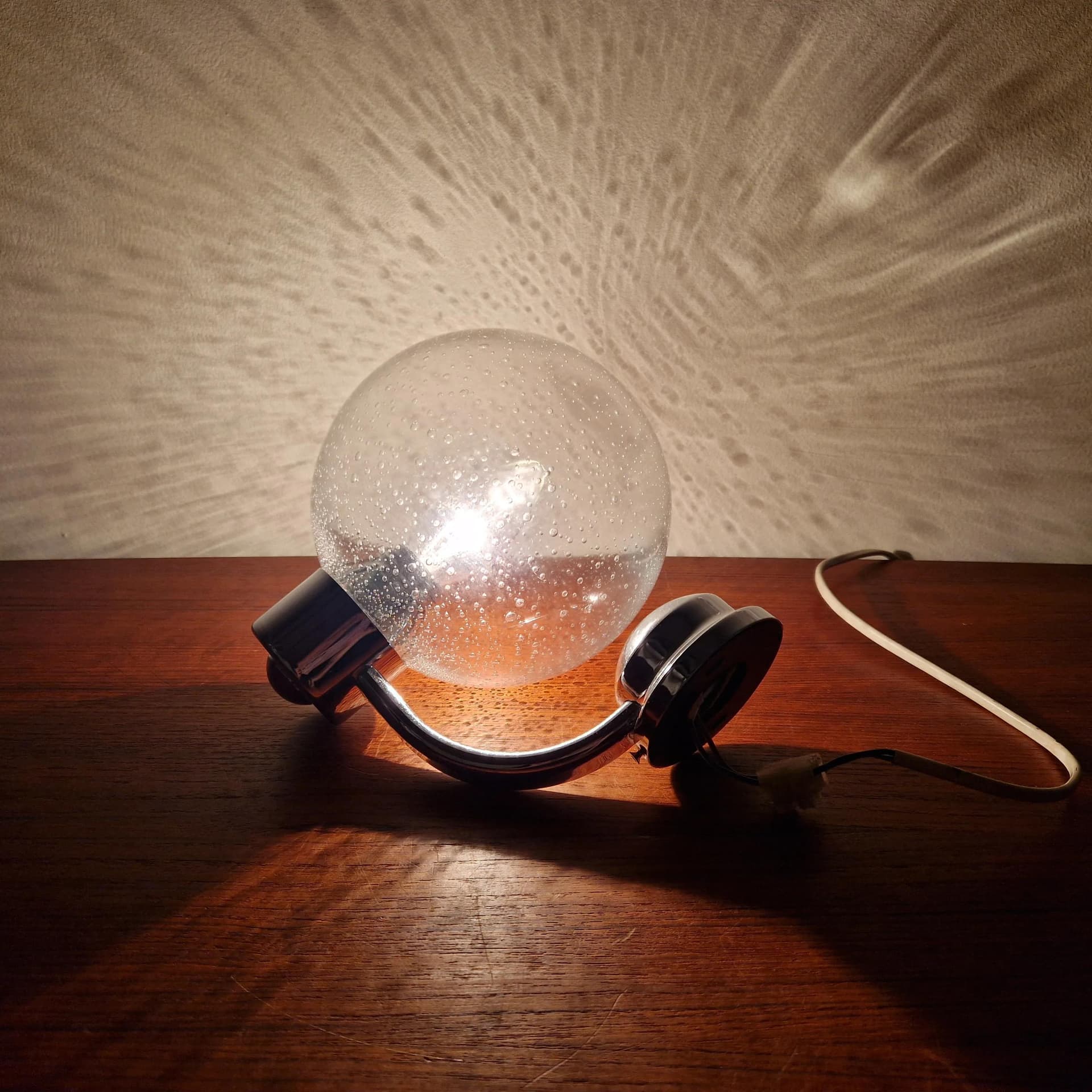 Kinkiet, szkło transparentne, chrom, Lenz, Niemcy, lata 80. - 75529