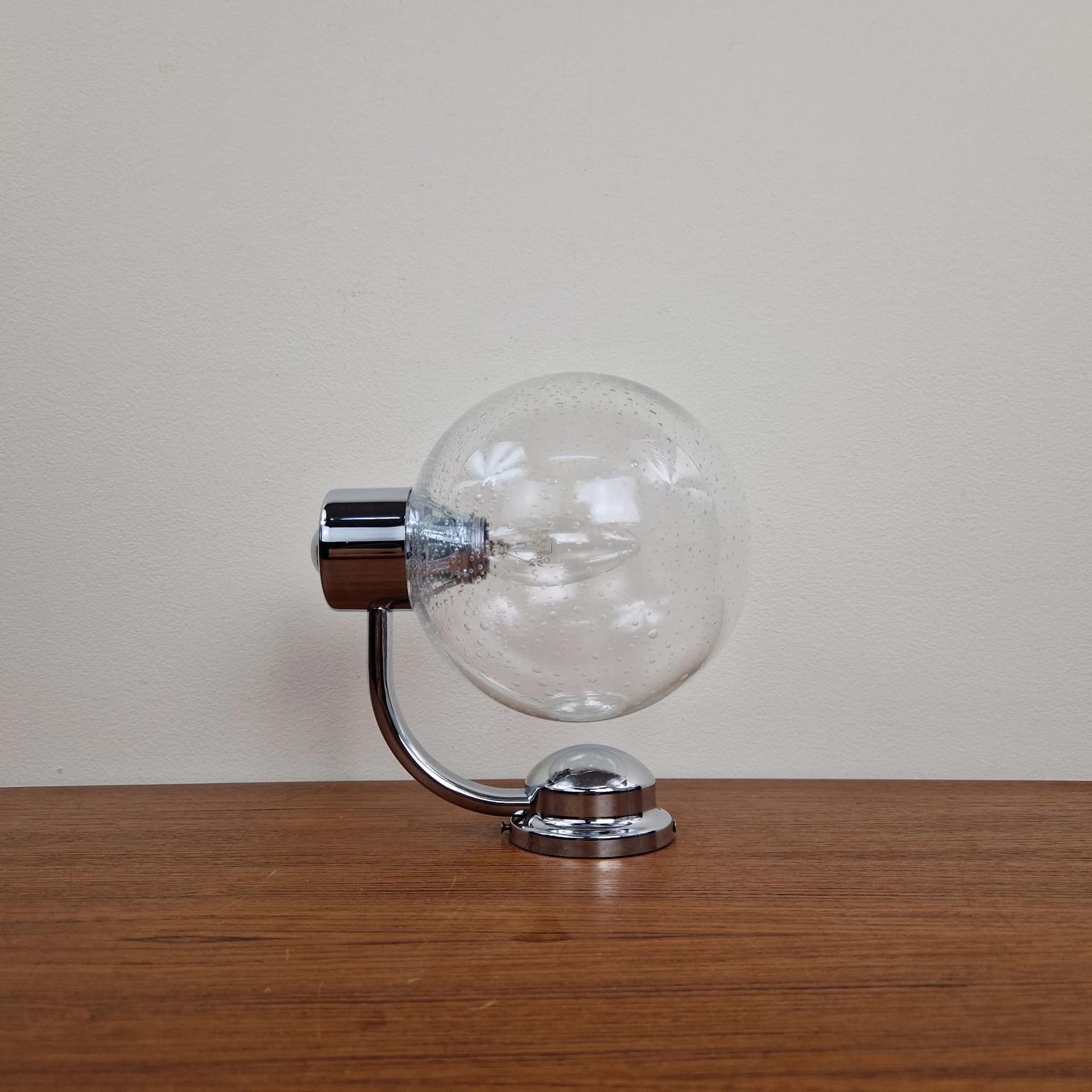 Kinkiet, szkło transparentne, chrom, Lenz, Niemcy, lata 80. - 75526